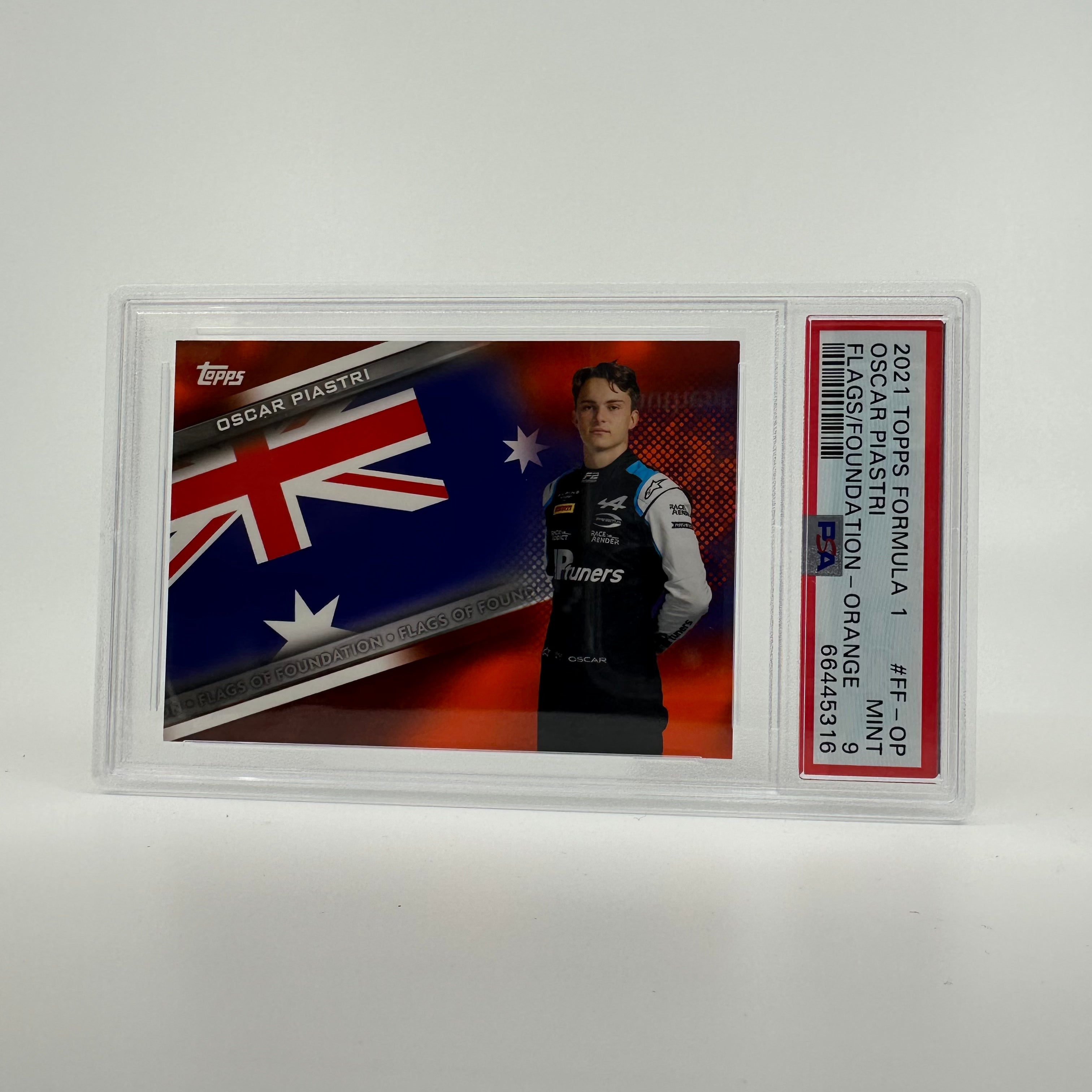 PSA 9 Oscar Piastri Flags Of Foundation #FF OP Orange Parallel 20/25 - Rare Trading Card for Collectors & Sports Memorabilia Enthusiasts