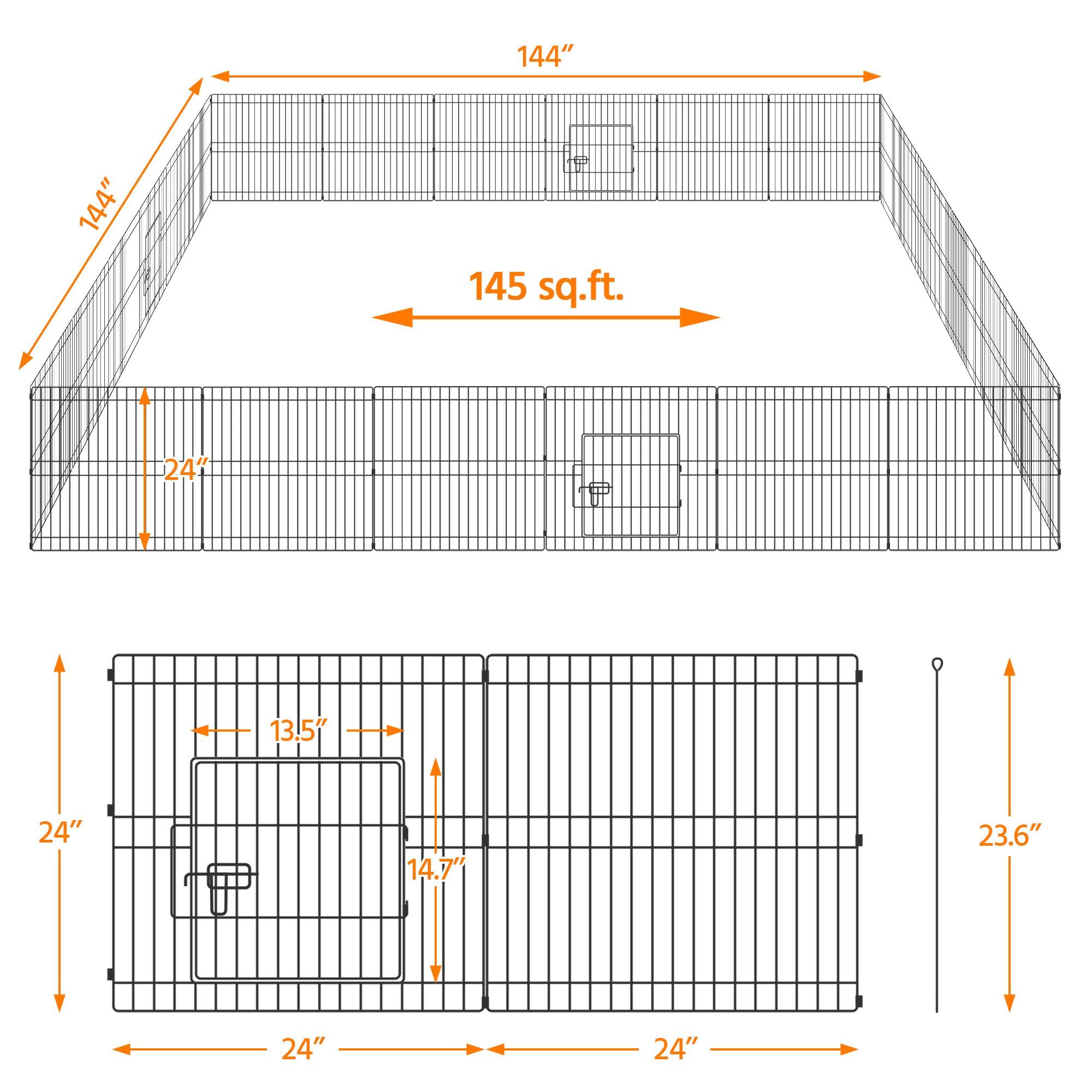 Topeakmart 24 Inch Foldable Metal Puppy Playpen - 24 Panel Portable Pet Fence with Door for Small Dogs | Indoor & Outdoor Use | Exercise Pen for Puppies, Training, Backyard, Travel & Home Safety (Black)
