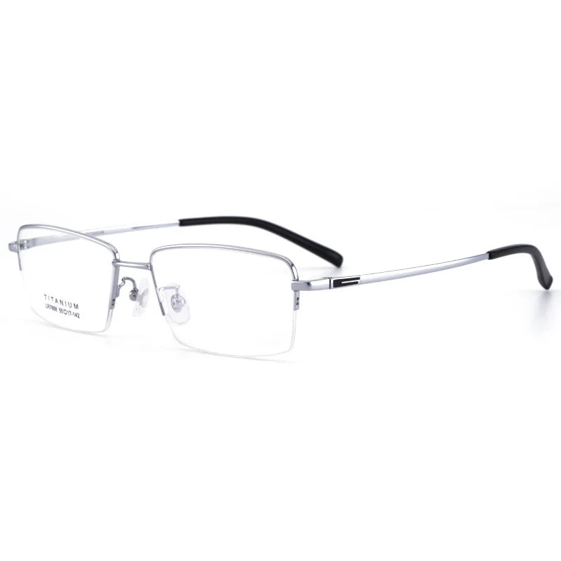 Brightzone Unisex Semi-Rimless Square Titanium Eyeglasses 71457 – Lightweight & Durable Frames for Work, Reading & Everyday Wear