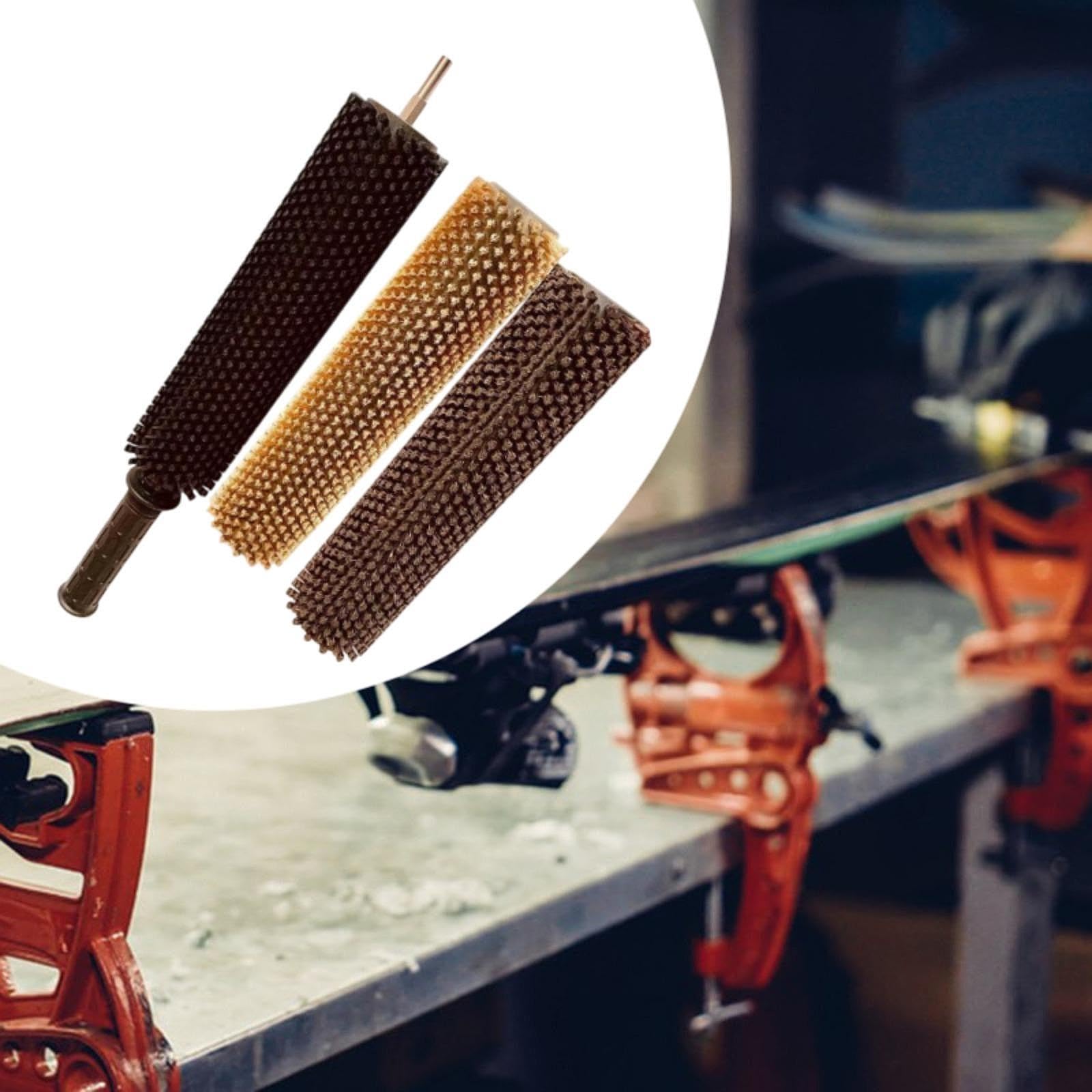 Premium Ski Brush Kit - Lightweight Nylon & Brass Horsehair Waxing Brushes for Ski Maintenance - Electric Wax Roller Brush Set for Smooth Gliding on Snow