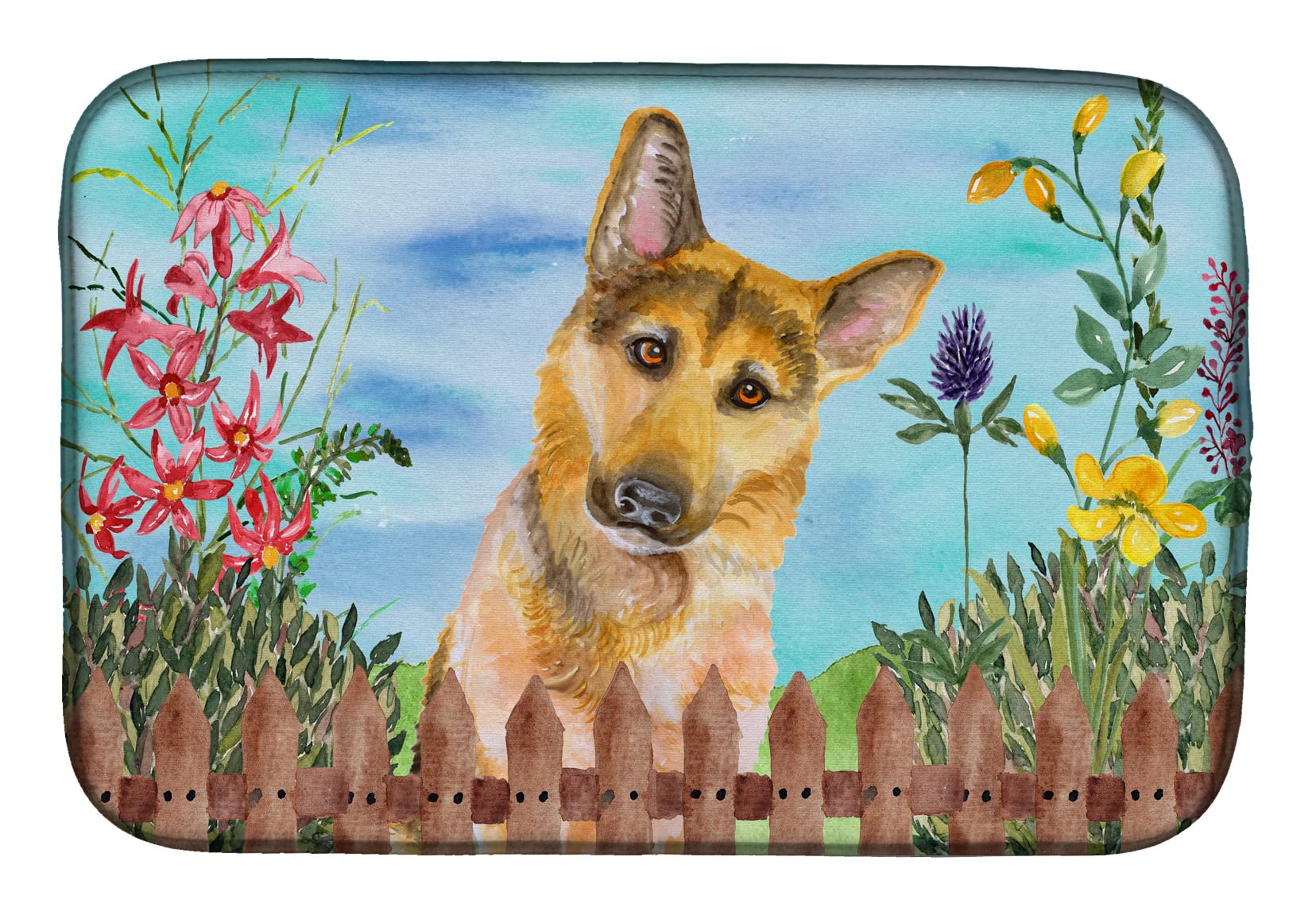 Premium Absorbent German Shepherd Themed Dish Drying Mat - 14