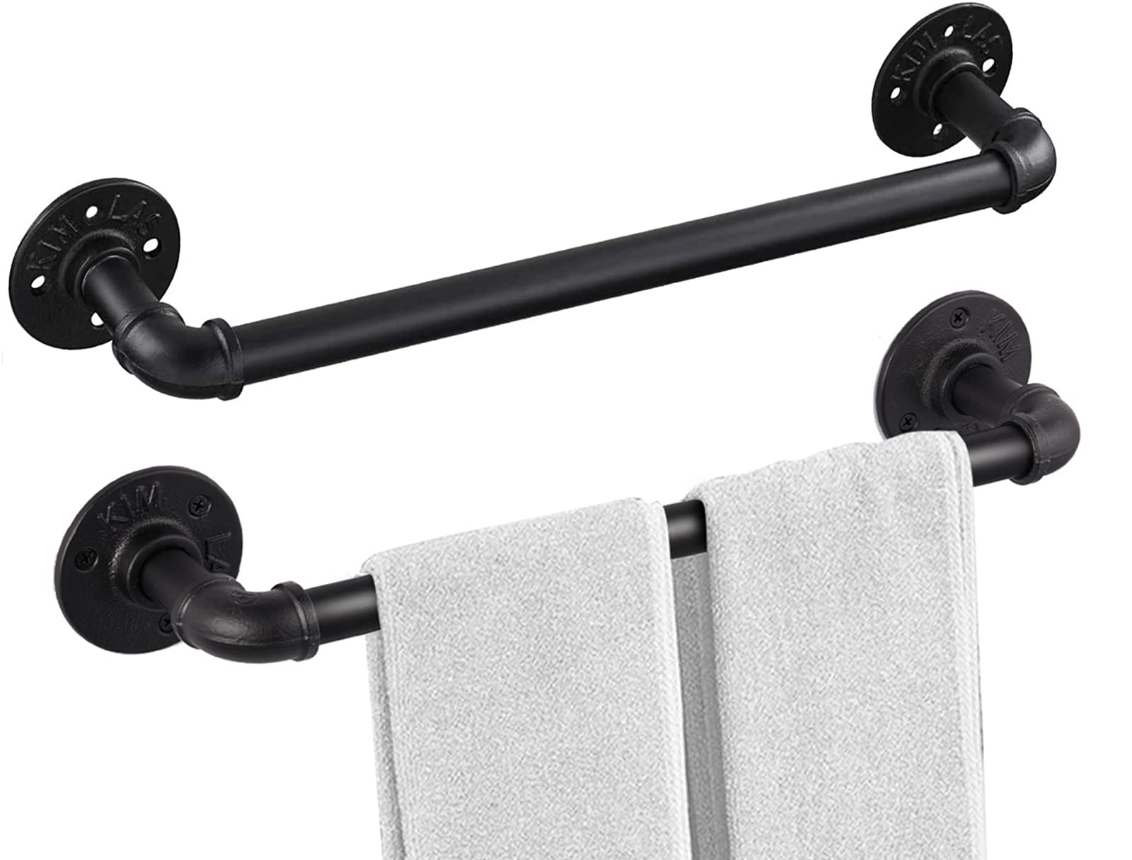 Industrial Pipe Towel Rack - 21 Inch Heavy Duty Wall Mounted Towel Bar (2 Pack) - Rustic Farmhouse Bathroom & Kitchen Towel Holder - Perfect for Bathroom Decor, Kitchen Organization & Laundry Room Storage