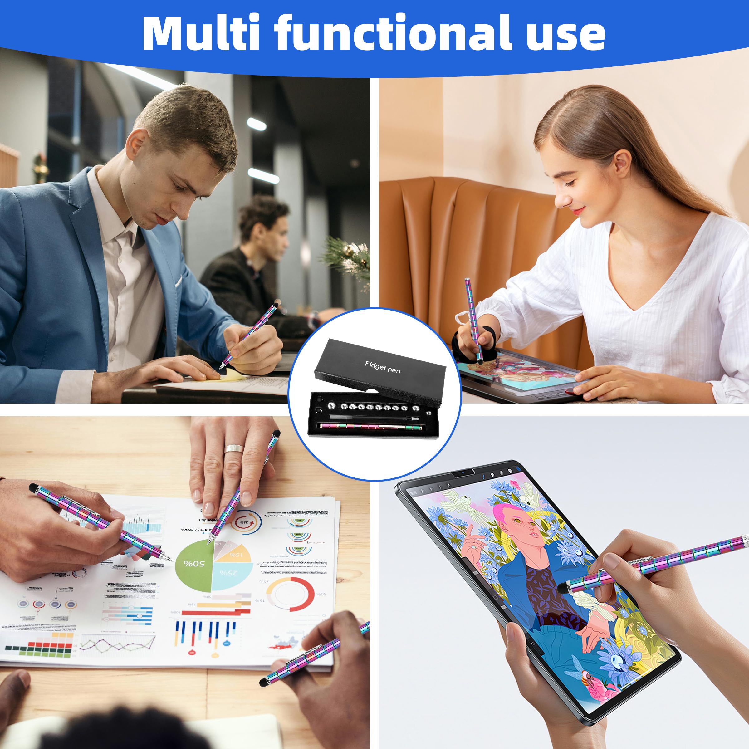 Magnetic Fidget Pen - Stress Relief & Focus Toy for Teens & Adults - Fun Office & School Desk Gadget - Perfect Gift for Boys, Girls & Kids - Great for ADHD, Anxiety & Boredom Relief
