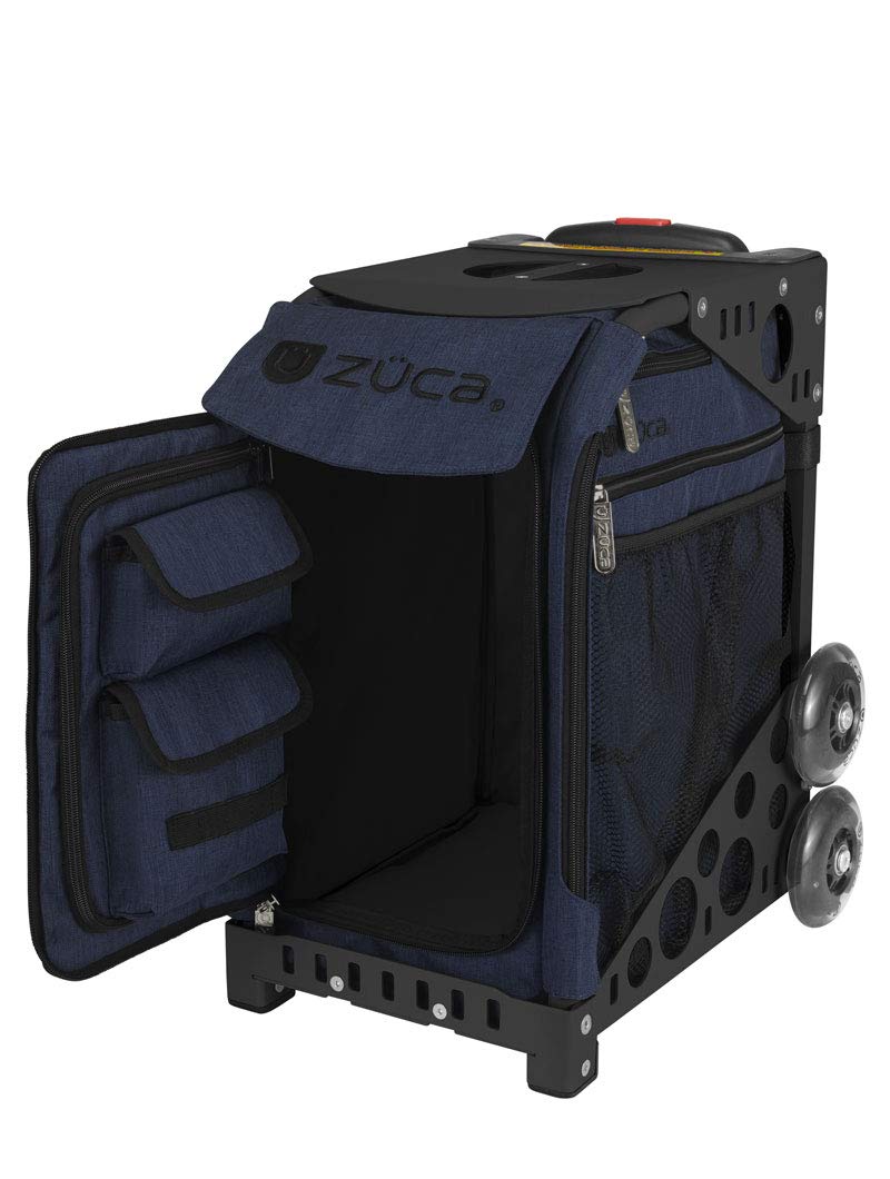 ZUCA Sport Cobalt Insert & Black Frame Rolling Backpack with LED Flashing Wheels - Perfect for School, Travel, and Sports Gear Storage
