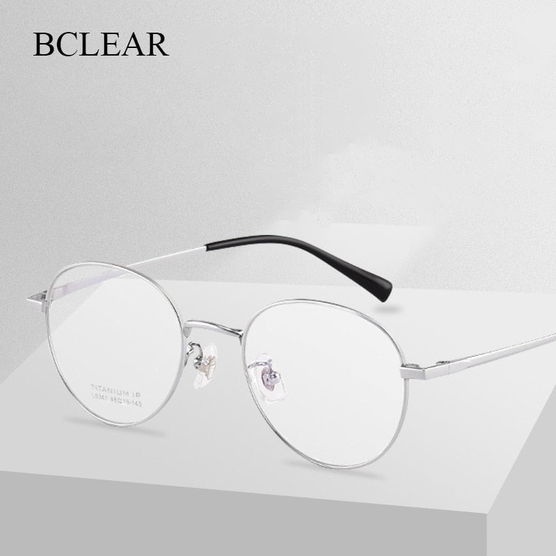 Bclear Unisex Full Rim Round Titanium Eyeglasses LB5341 - Lightweight & Durable Frame for Men & Women - Perfect for Reading, Work & Everyday Use