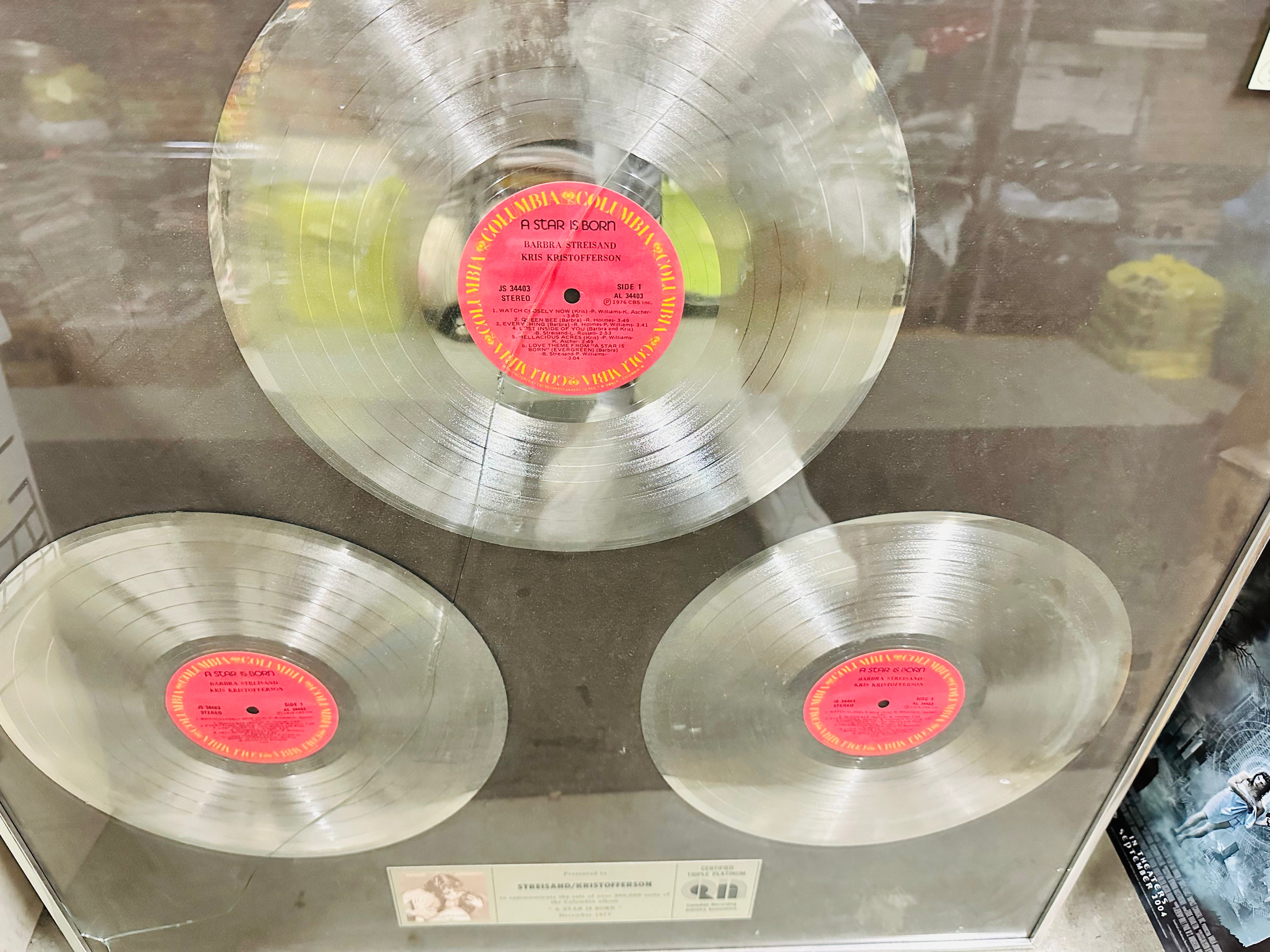 Rare A Star is Born 1977 Triple Platinum Records Set - Framed Display for Music Collectors & Movie Fans - Perfect for Home Theater, Man Cave, or Gift