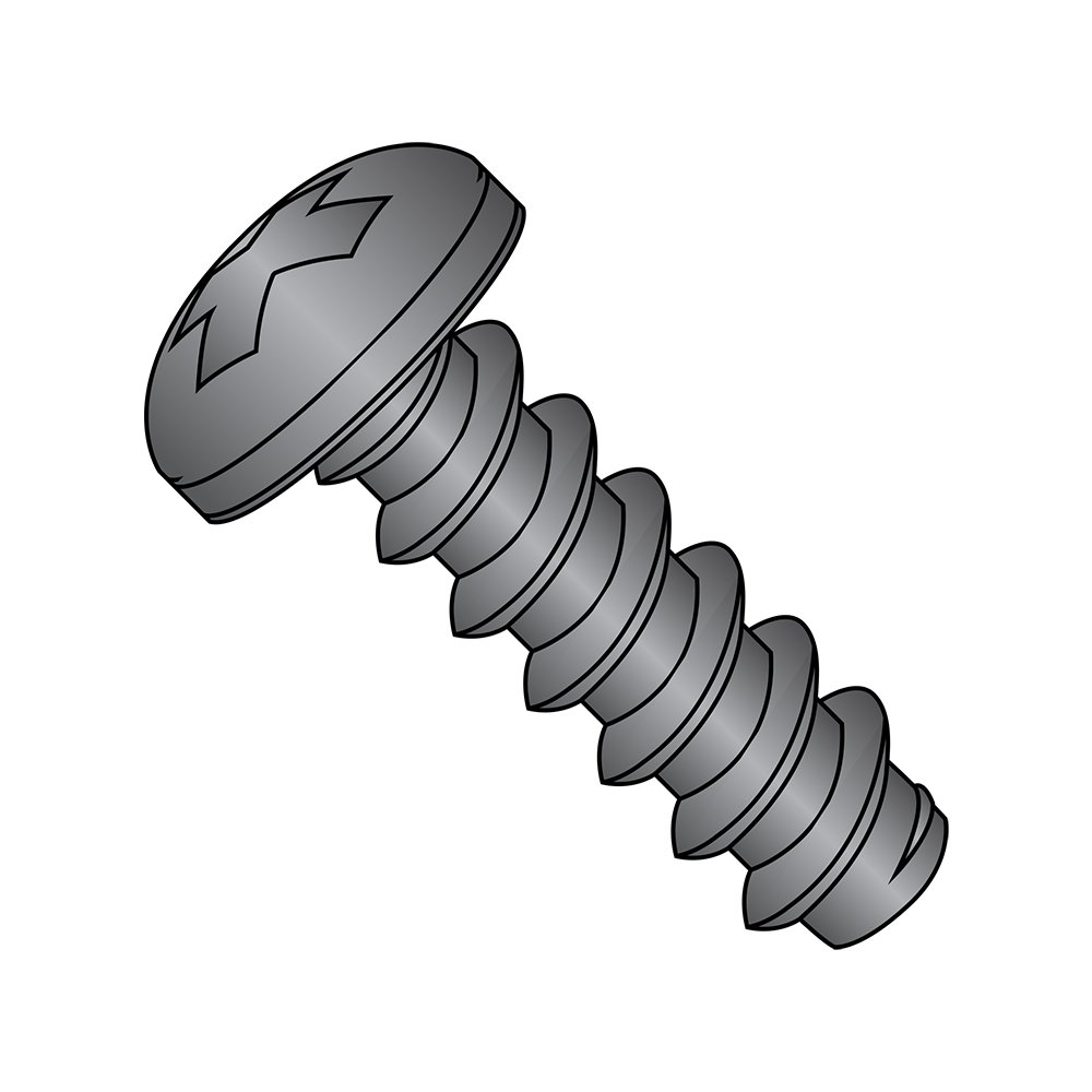 Small Parts 1212BPPB Black Oxide Steel Sheet Metal Screws, Pan Head Phillips Drive Type B, #12-14 Thread, 3/4