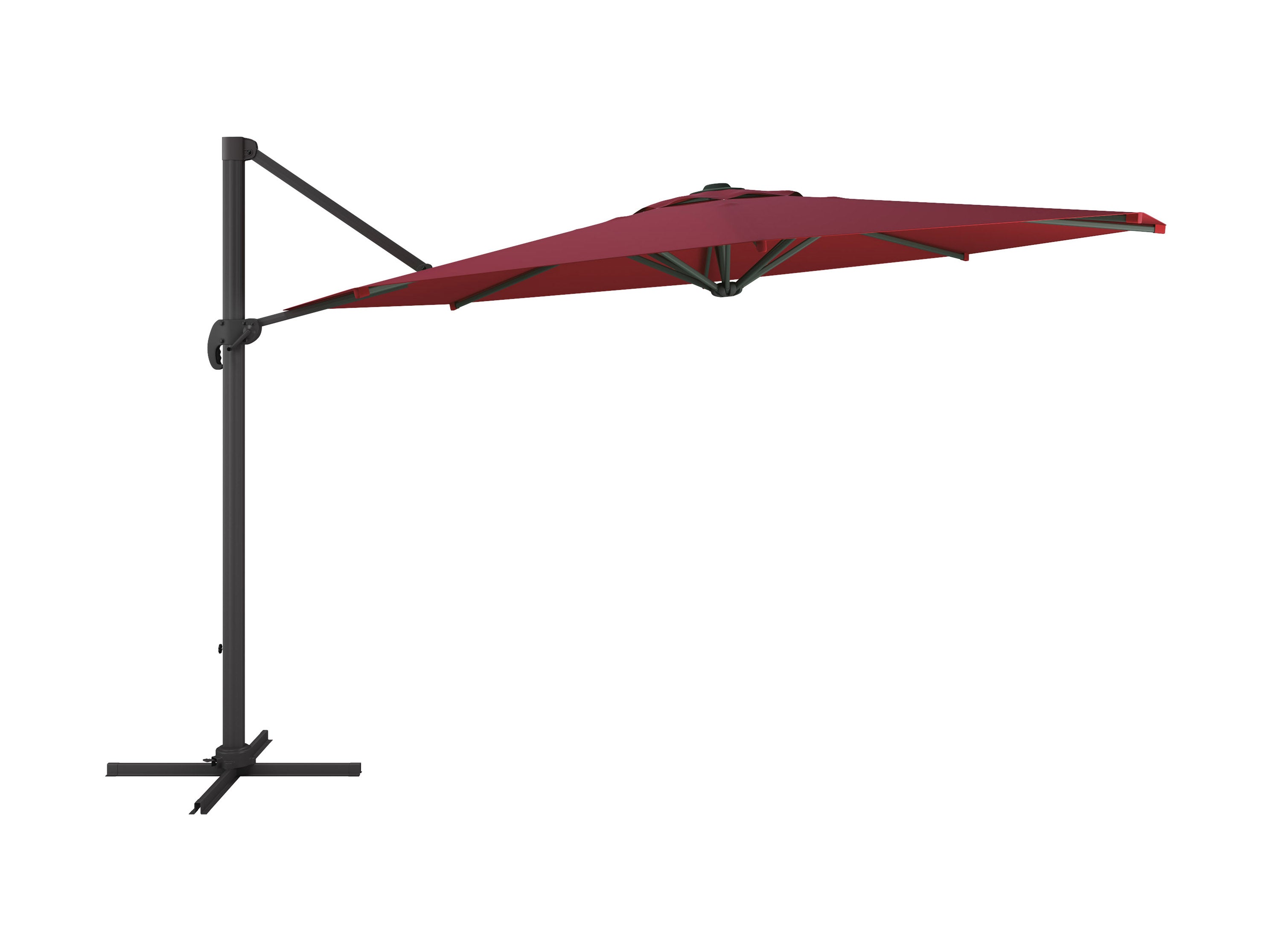 11.5ft Deluxe Offset Patio Umbrella in Wine Red - Perfect for Poolside, Backyard, and Outdoor Dining Areas
