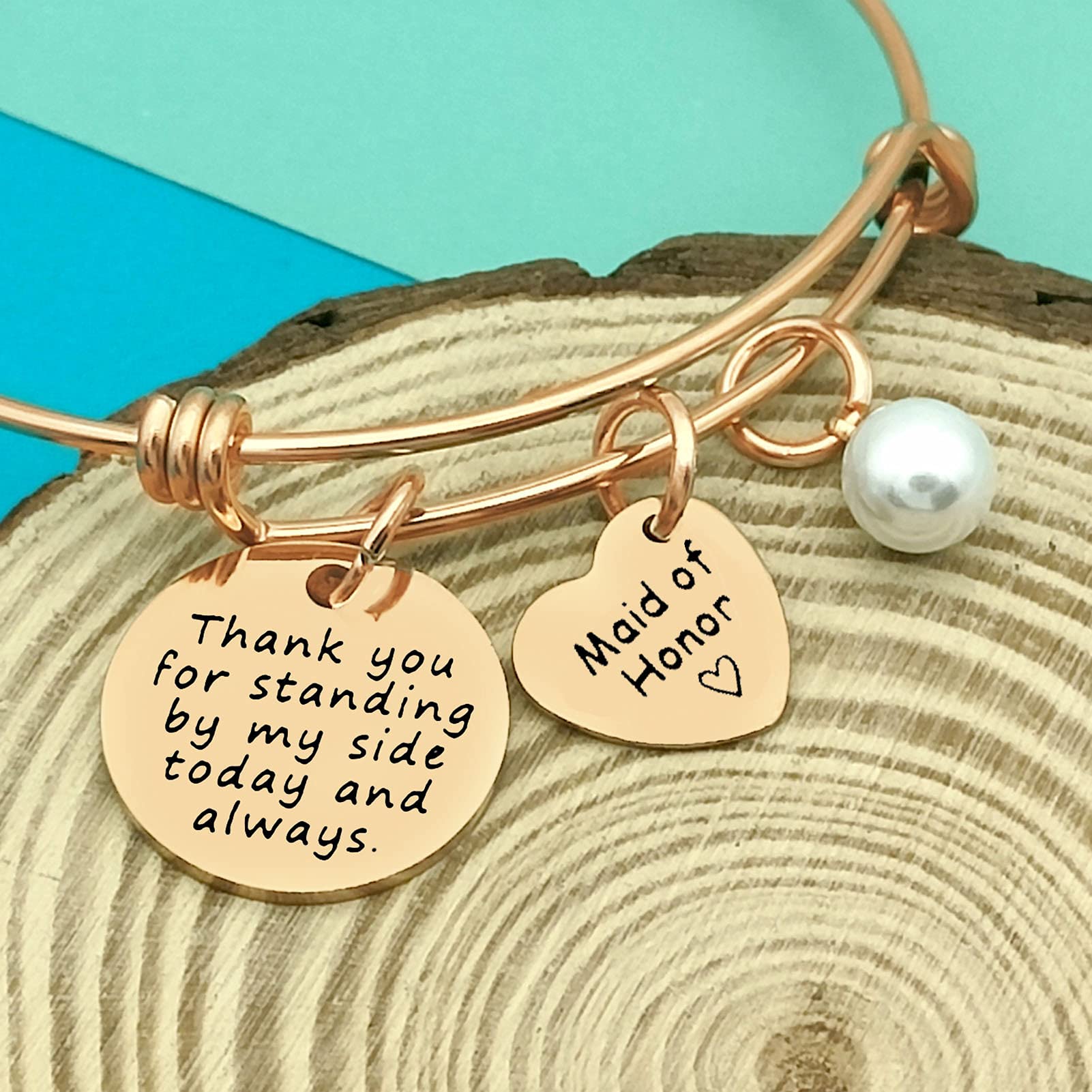 Adjustable Bridesmaid Bracelet - Elegant Wedding Jewelry Gift for Best Friend, Sister & Matron of Honor - Thank You & Appreciation Gift for Bridal Party - Perfect for Weddings, Bachelorette Parties & Special Occasions