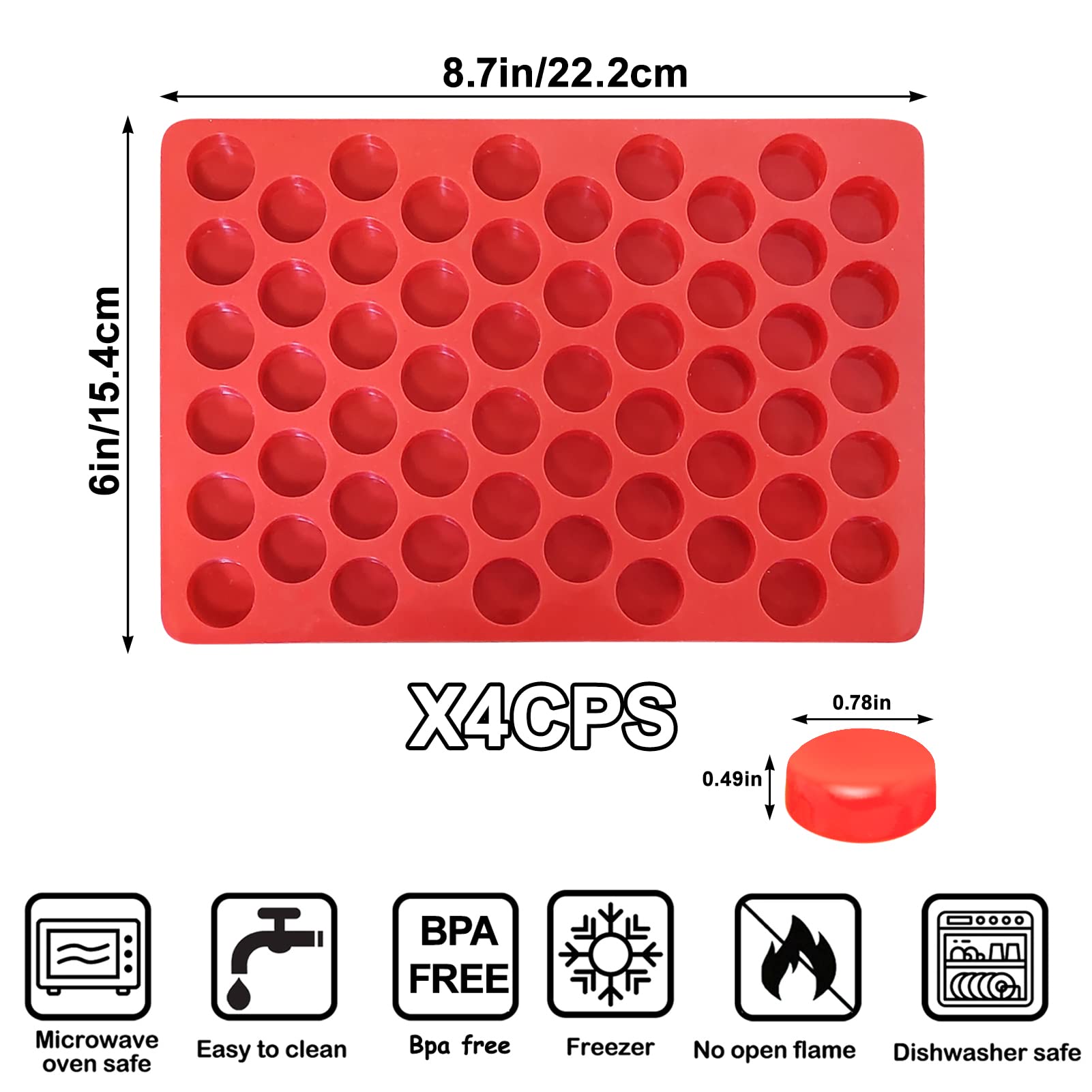 4-Pack Silicone Candy Molds for Gummy, Chocolate & Truffles - Baking & Party Treats