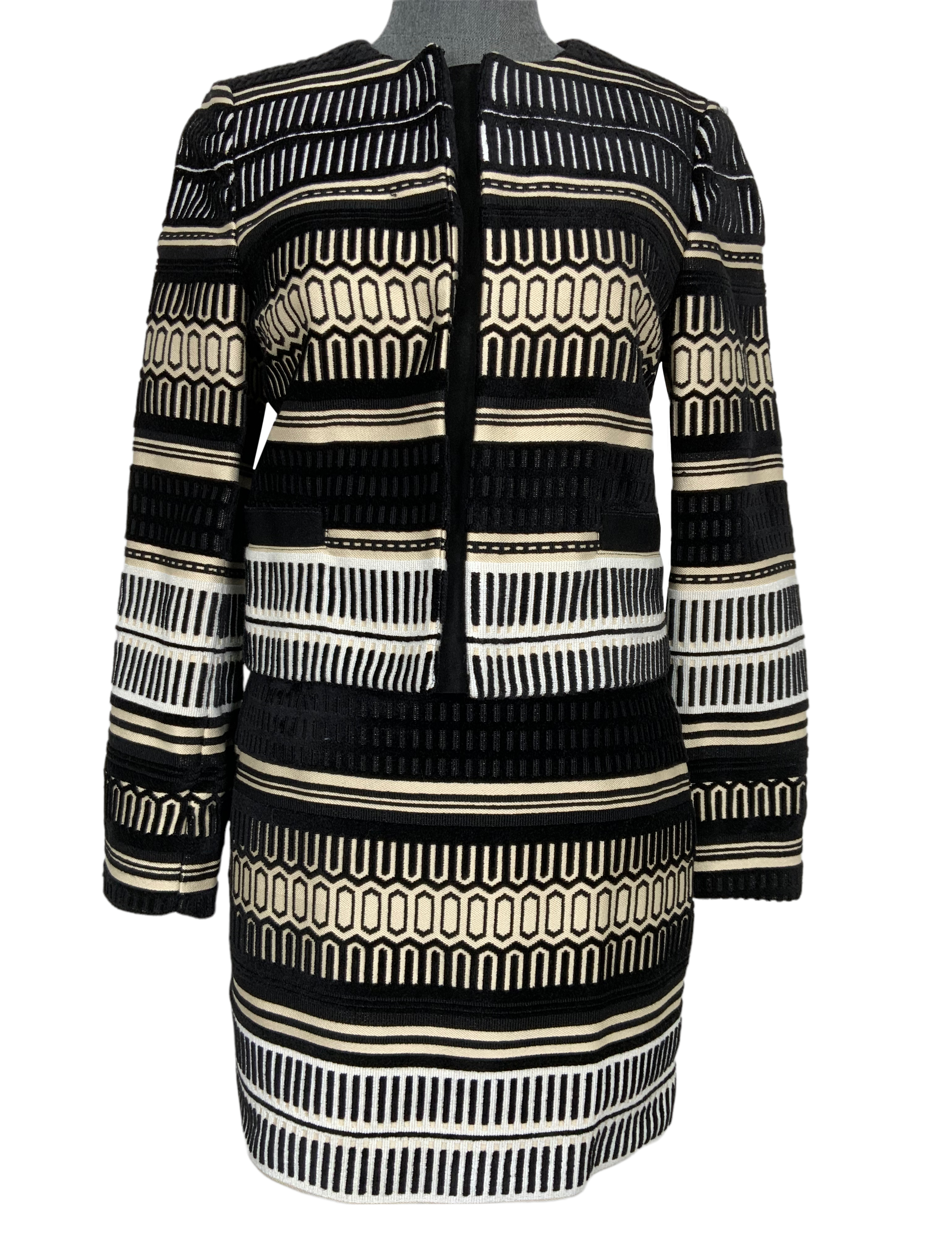 Proenza Schouler Baja Velvet Jacquard Skirt Suit Jacket - Women's Luxury Velvet Blazer & Skirt Set Size XS - Perfect for Office Wear, Cocktail Parties & Formal Events