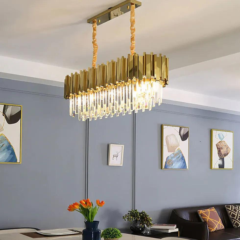 Modern Gold Trapezoid Pendant Light - Elegant Dining Room Chandelier for Kitchen Island, Breakfast Nook & Restaurant Lighting