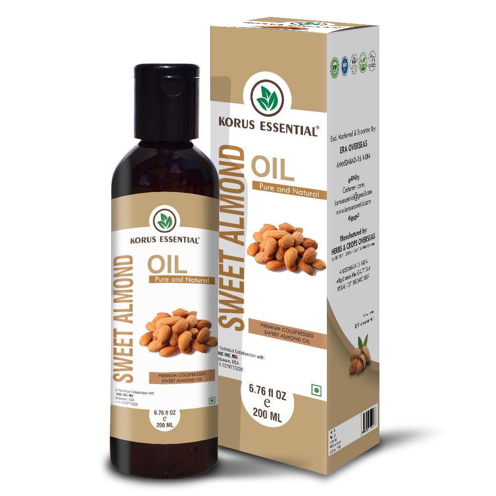 Pure Cold-Pressed Sweet Almond Oil for Hair & Skin Care - 100% Natural, 200ml | Hydrates, Nourishes & Strengthens Hair, Moisturizes Skin - Perfect for DIY Beauty & Massage