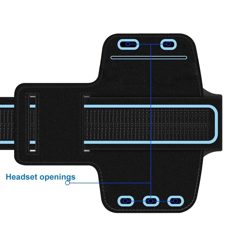 Stretchable Running Armband for iPhone 16/15/14/13/12/11/XR (Up to 7.1 Inch) - Secure Phone Holder with Key Pocket - Perfect for Jogging, Gym Workouts & Outdoor Activities - Black
