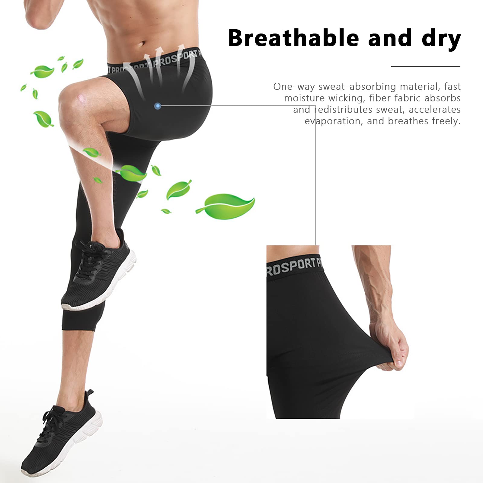 Men's Compression Pants 2-Pack - Gym Running Basketball Base Layer for Active Wear
