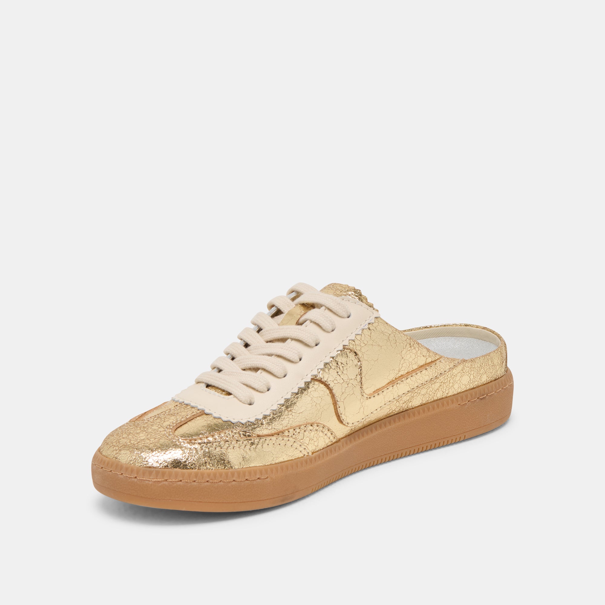 Distressed Leather Gold Slide Sneakers for Women & Men - Comfortable Casual Shoes for Walking, Gym, and Everyday Wear