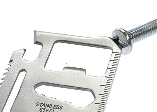 JUDEE 11-in-1 Stainless Steel Credit Card Survival Tool - Multipurpose Bottle Opener, Wallet-Sized Pocket Multitool for Camping, Hiking & Everyday Carry (EDC)