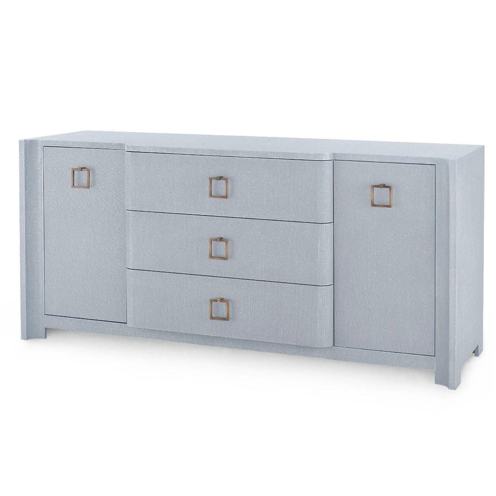 Audrey Media Cabinet - Washed Winter Gray Finish with Custom Pull Options - Perfect for Living Room, Bedroom & Home Theater Storage
