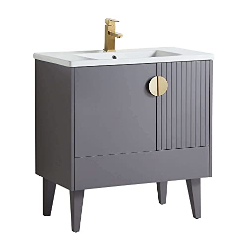 Rock Gray - Satin Brass Handles