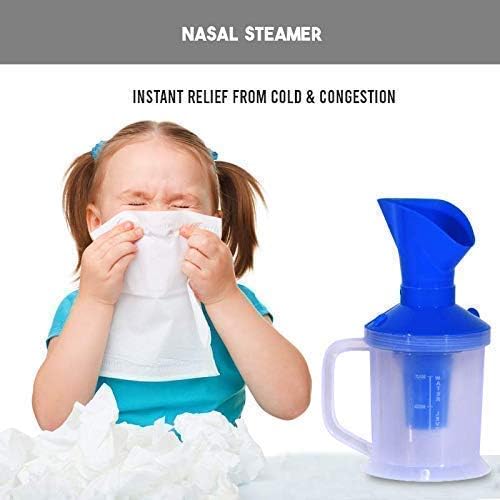 KENDRICK All-in-One Steam Vaporizer for Cold & Cough Relief - Personal Nose Steamer & Inhaler Machine for Adults & Kids (Blue & White) - Perfect for Home Use, Travel, and Office Wellness