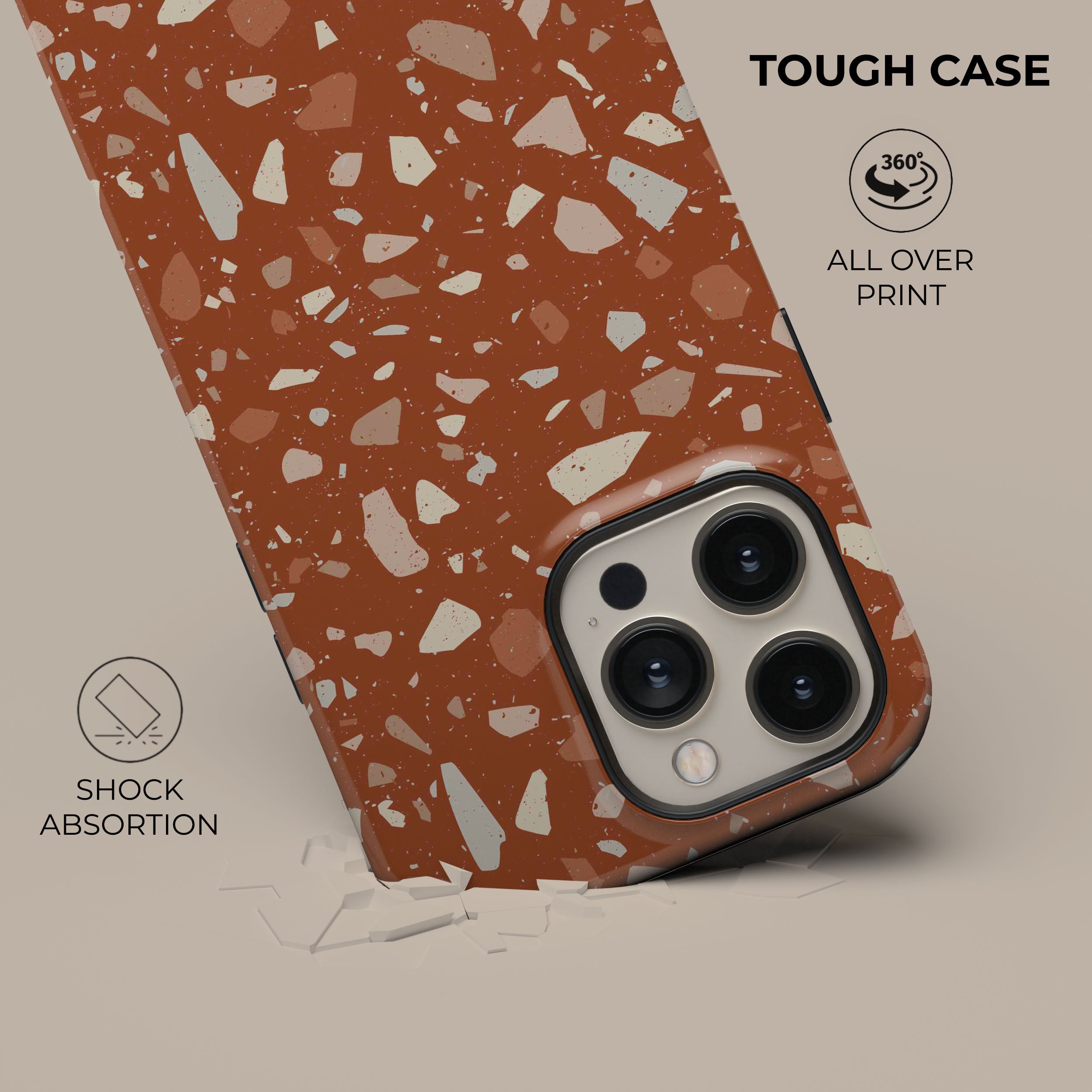 Stylish Orange Terrazzo Pattern Phone Case - Durable Protective Cover for iPhone & Samsung - Perfect for Everyday Use, Travel & Fashion Accessories