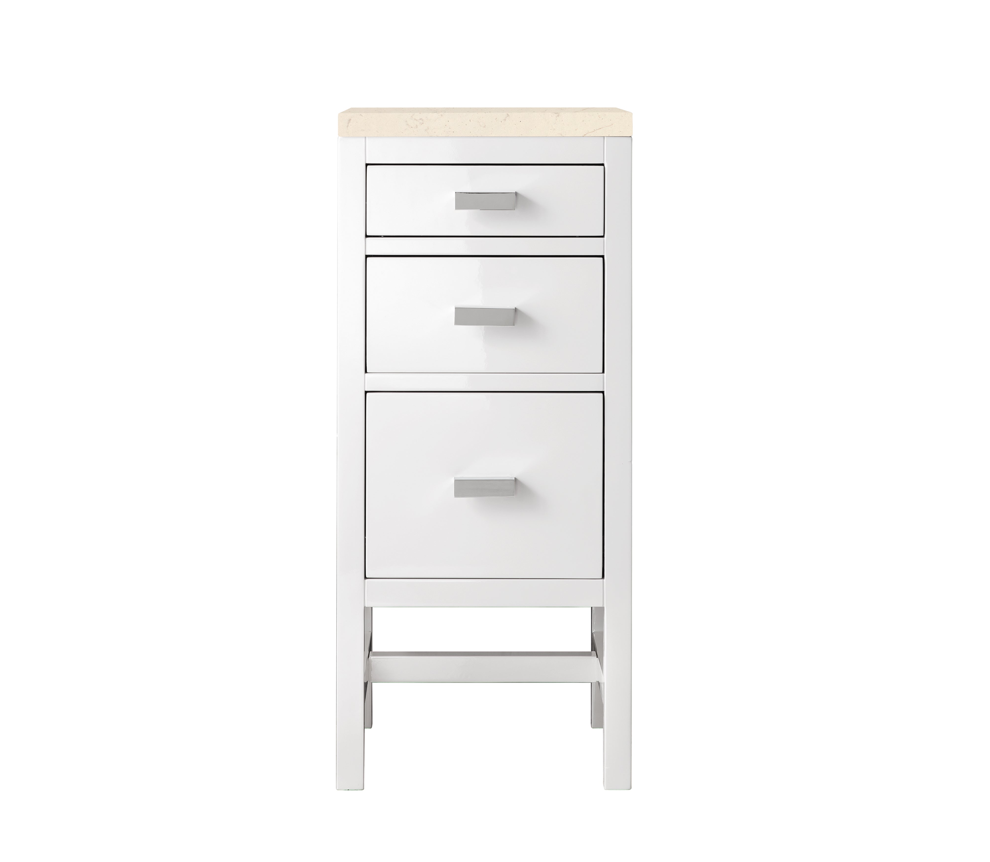 Addison 15-Inch Base Cabinet with Drawers - Glossy White Finish & 3CM Eternal Marfil Countertop | Perfect for Kitchen Remodeling, Bathroom Storage & Home Organization