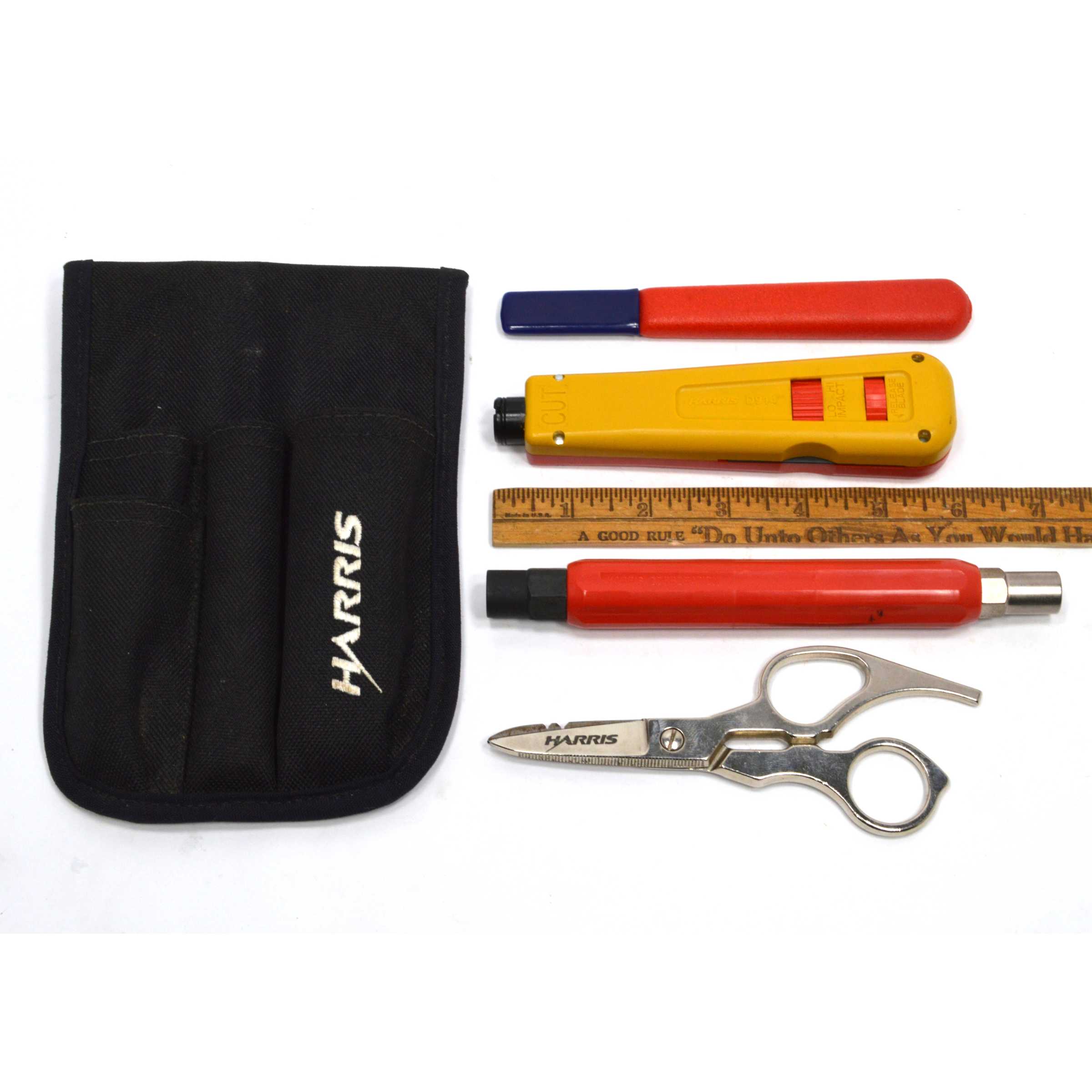 Professionally Used HARRIS FLUKE 4-Piece IMPACTING PUNCH DOWN Kit No. D914 - Ideal for Network Technicians & Telecom Professionals | Perfect for Cat5/Cat6 Cable Installation & Network Maintenance