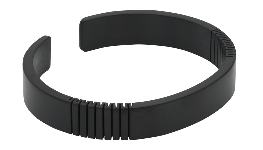 QRAY Q2 Black Titanium Golf & Athletic Bracelet for Men & Women - 100% Pure Titanium C-Shaped Wellness Bracelet - Improve Performance & Recovery for Golf, Running & Fitness