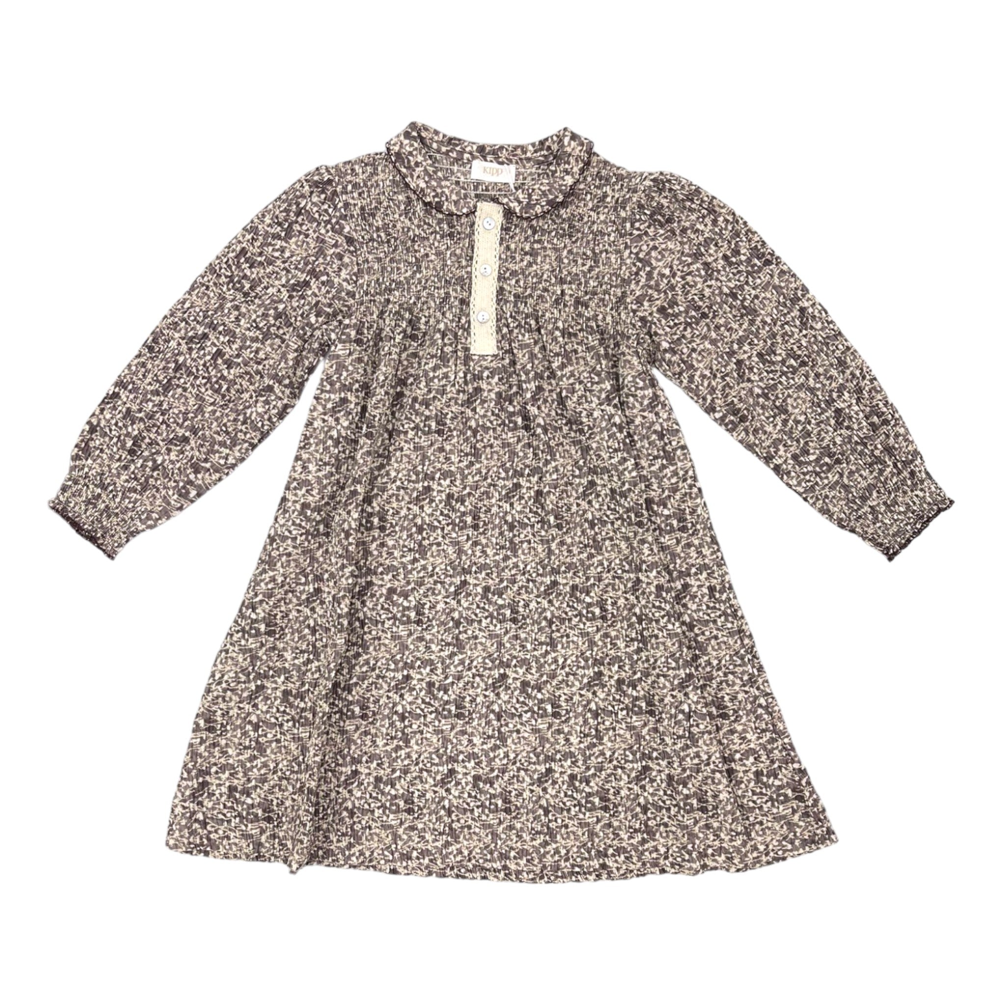 Kipp Grape Smocked Crinkle Dress for Girls - Floral Print Summer Play Dress with Ruffles - Perfect for Parties, Playdates & Outdoor Adventures