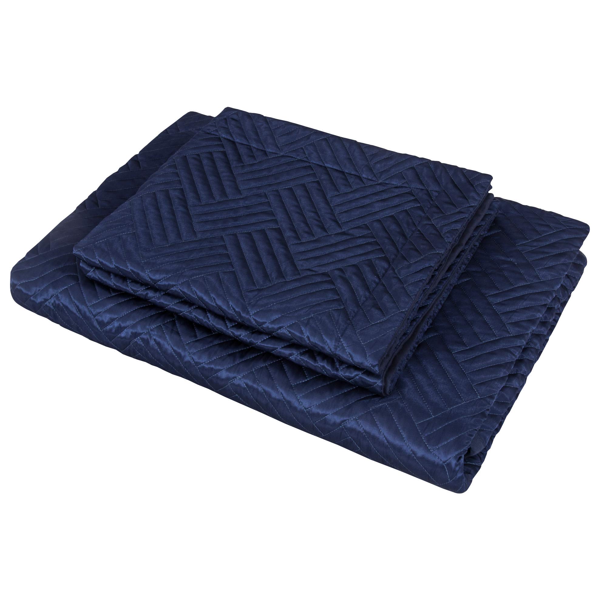 NTBAY Queen Size Silk Satin Quilt Set - Luxury Geometric Pattern Bedspread & 2 Pillow Shams | All-Season Comfort in Navy Blue | Perfect for Master Bedroom, Guest Room & Hotel Decor