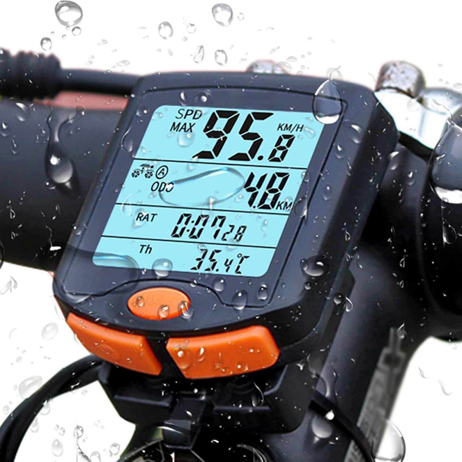 Waterproof LCD Digital Bike Speedometer & Odometer - Wired Bicycle Computer with Backlight for Cycling, Mountain Biking & Road Training