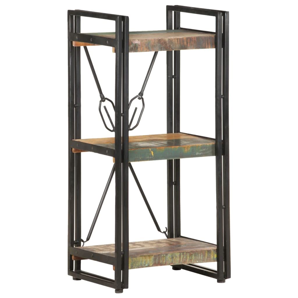 3-Tier Bookcase with Storage Shelves - Solid Reclaimed Wood Bookshelf for Bedroom, Living Room & Office - 15.7