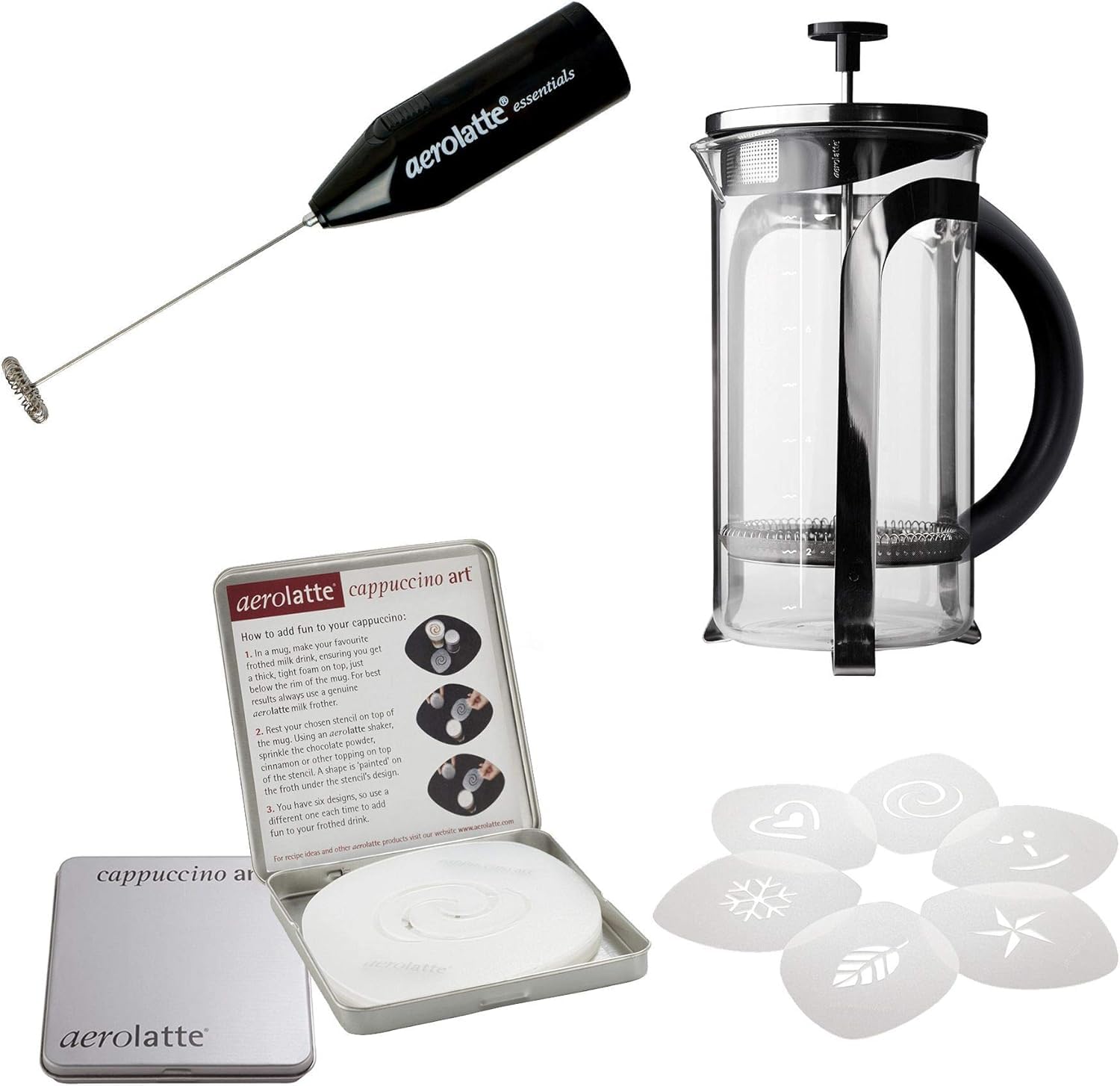 Aerolatte Essentials Steam-Free Milk Frother - Black | Handheld Electric Milk Frother for Coffee, Latte, Cappuccino & Hot Chocolate | Perfect for Home, Office & Travel Use