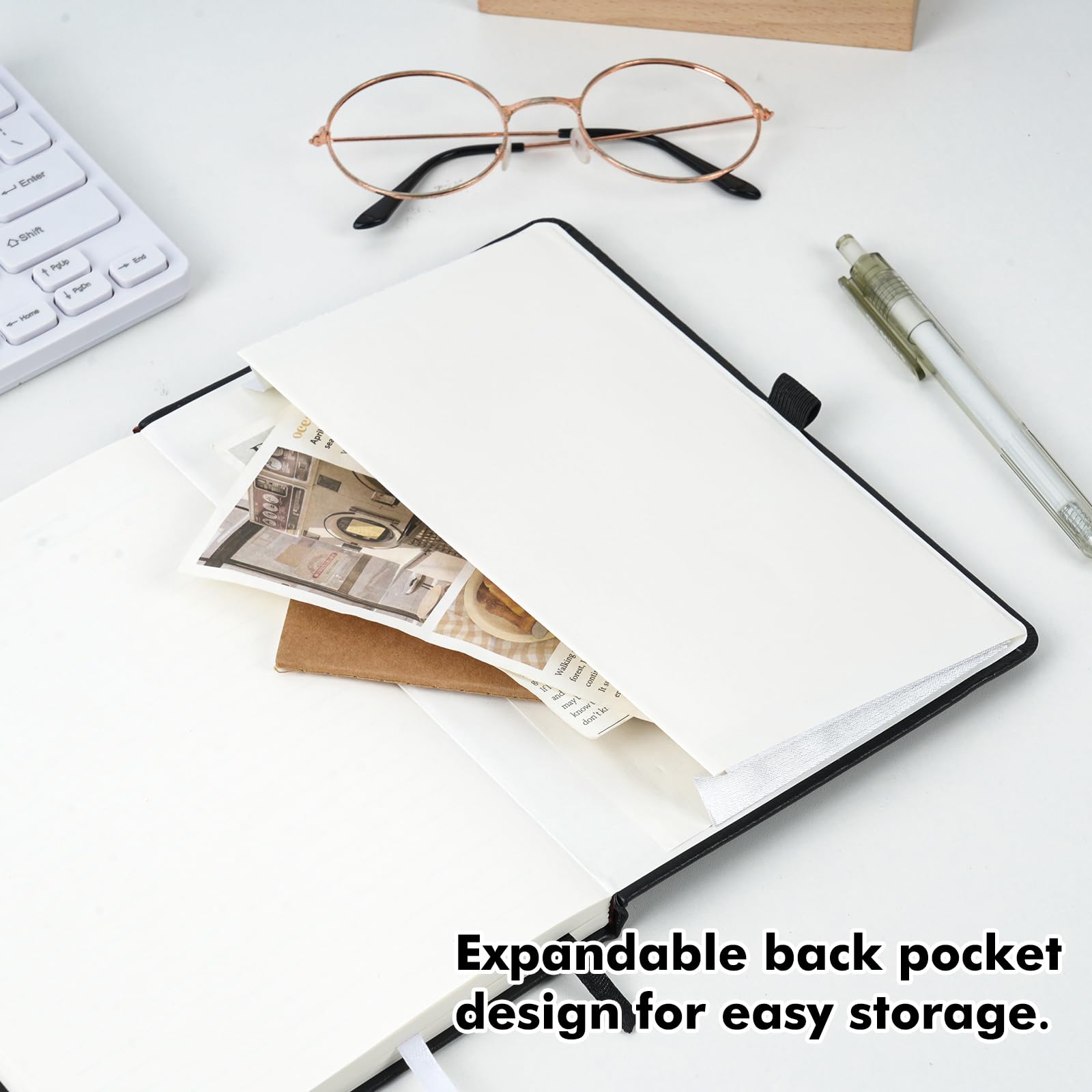 EOOUT Premium Lined Journal Notebook - 160 Pages A5 Leather Hardcover Writing Notebook with 100gsm Thick Paper & Pen Loop - Perfect for Journaling, Work, School, Office & Travel - 5.7 x 8.3 Inches (Black) - Ideal Gift for Women & Men