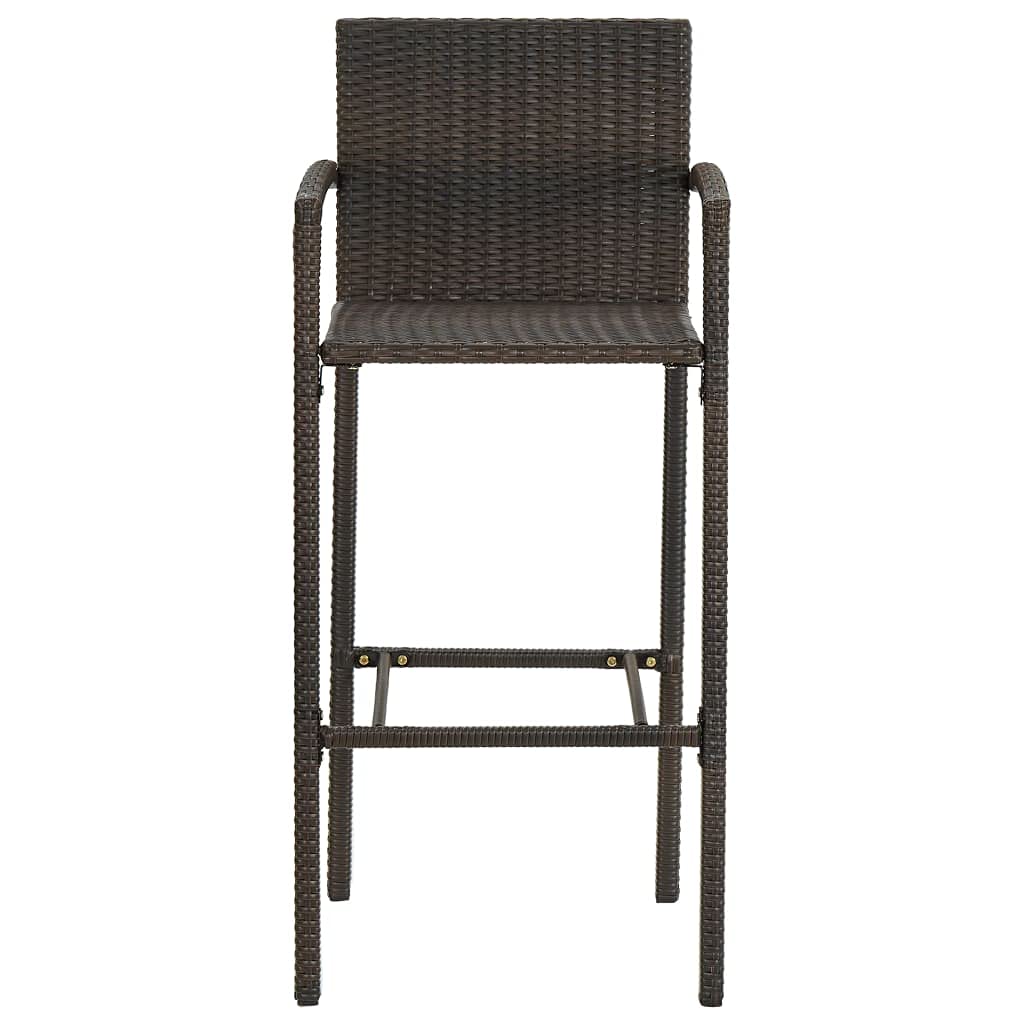 **Outdoor Patio Furniture Set - 3-Piece Brown Poly Rattan Garden Table & Chairs with Bar Stools - All-Weather Wicker Dining Set for Backyard, Deck, or Poolside**