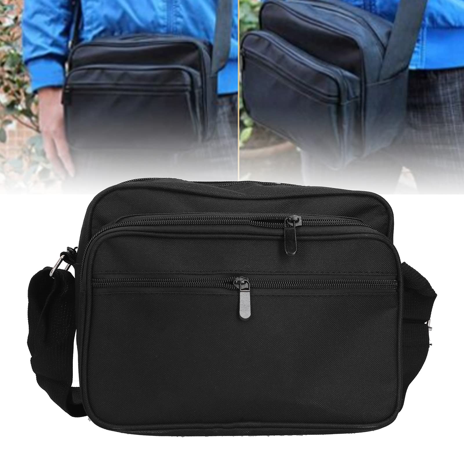 Heavy Duty Canvas Tool Bag with Multiple Zippered Pockets - Portable Black Storage Organizer for Hardware Tools | Durable & Wear-Resistant Backpack for Construction, Electricians & DIY Projects