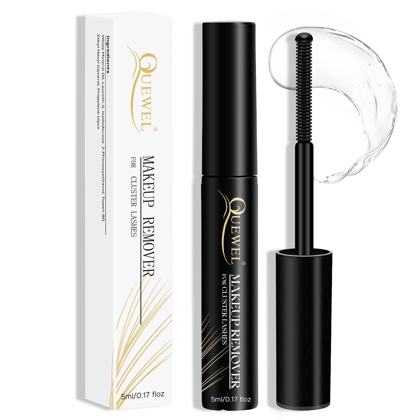 QUEWEL Cluster Lashes Remover for Sensitive Skin - Gentle Eyelash Extension Glue Removal, 5ml Clear Solution - Safe for Home Use | Perfect for Lash Artists & DIY Beauty Enthusiasts