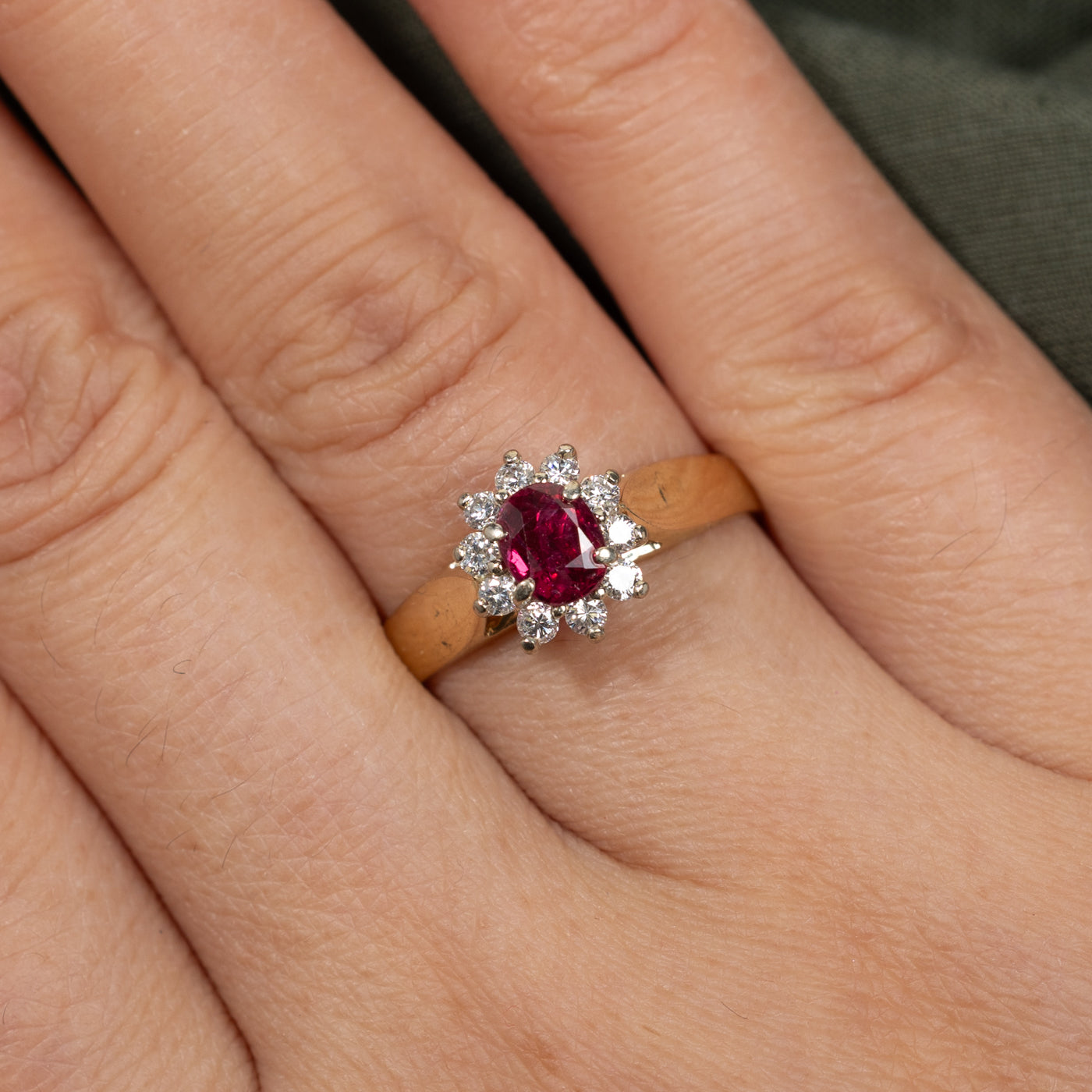 Oval Cut Ruby & Diamond Petal Ring - 0.61ct Ruby & 0.29ctw Diamond - Size 7.75 - Elegant Wedding, Engagement & Anniversary Jewelry Gift for Women