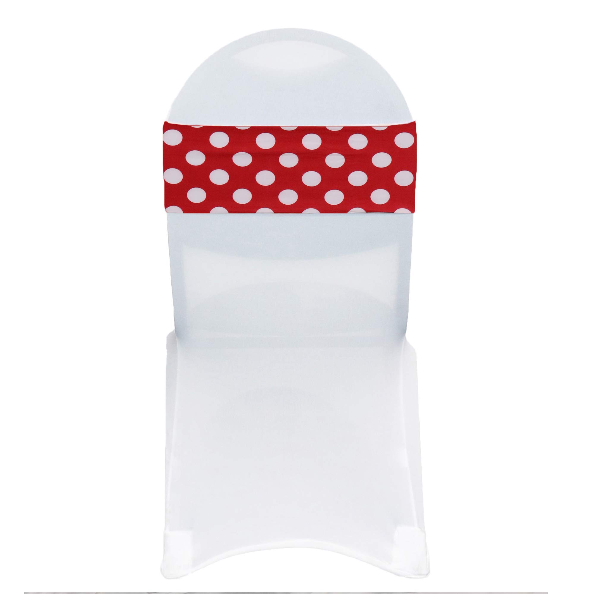 Stretch Spandex Chair Covers - Red & White Polka Dot Elastic Chair Bands (10-Pack) | Universal Fit for Banquet, Party, Wedding & Hotel Decor | Perfect for Event Seating, Dining Room Chairs & Home Decor