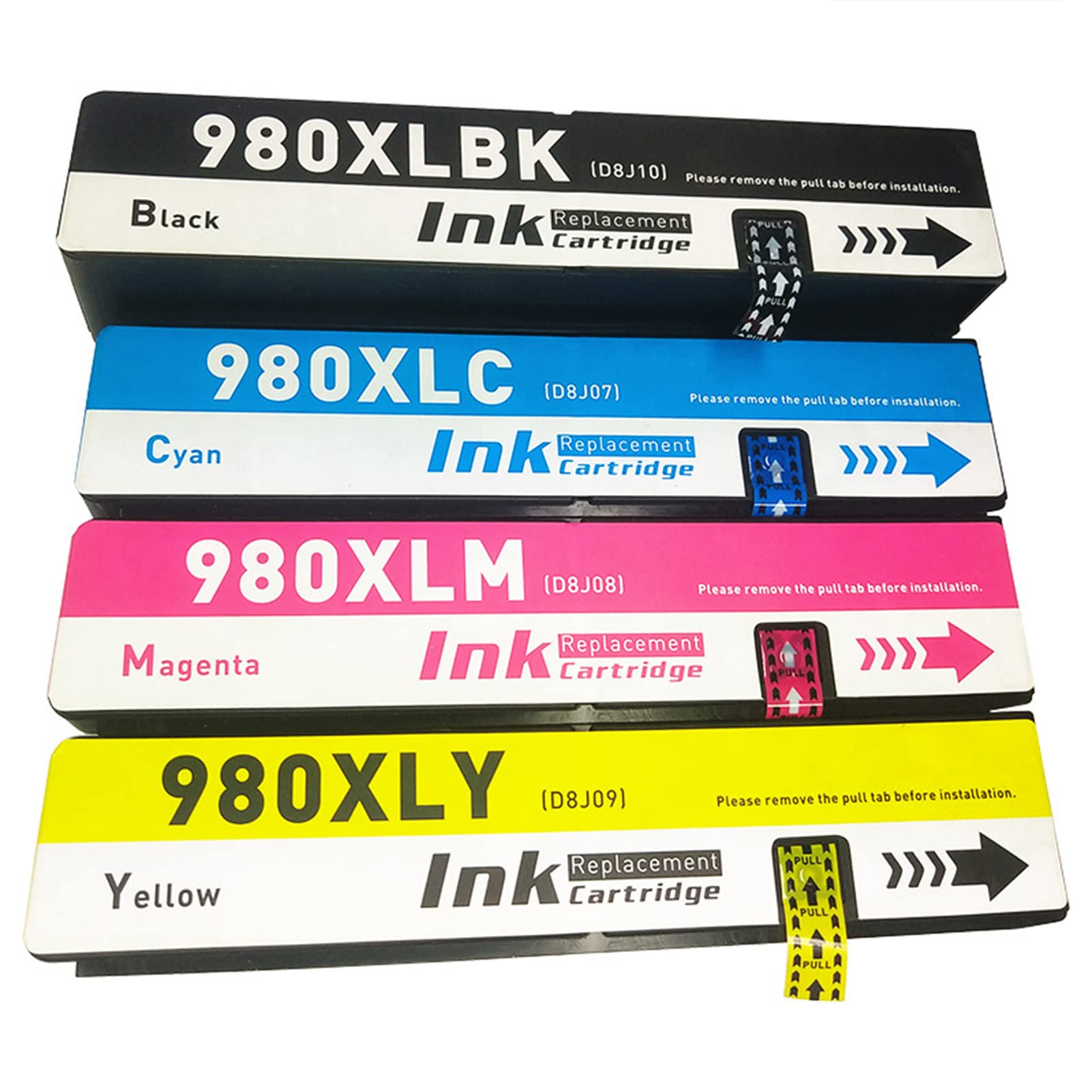 HP Officejet Enterprise X555dn/X555xh/X585dn/X585f/X585z Compatible 980 980XL Ink Cartridges (Black, Cyan, Magenta, Yellow) - 1 Pack - High-Quality Replacement for Home & Office Printing