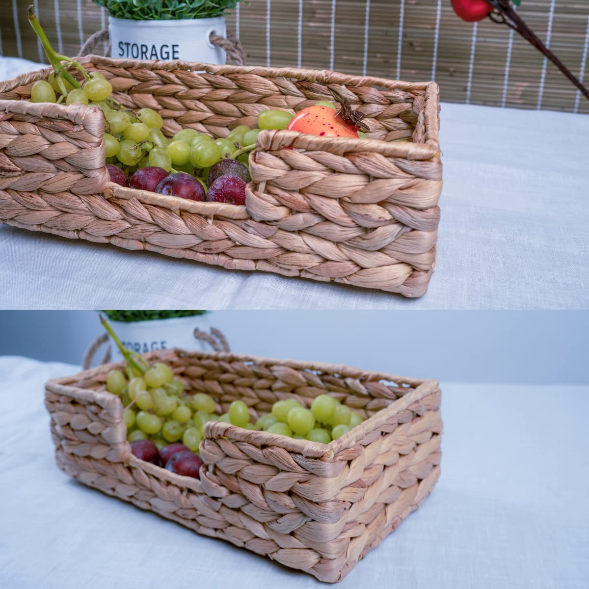 Handwoven Rectangle Water Hyacinth Napkin Holder - Eco-Friendly Kitchen & Bathroom Organizer - Decorative Wicker Tray for Guest Towels, Napkins - Perfect for Home Decor, Restaurants, Cafes (Ideal for Rustic, Coastal & Farmhouse Style Decorations)