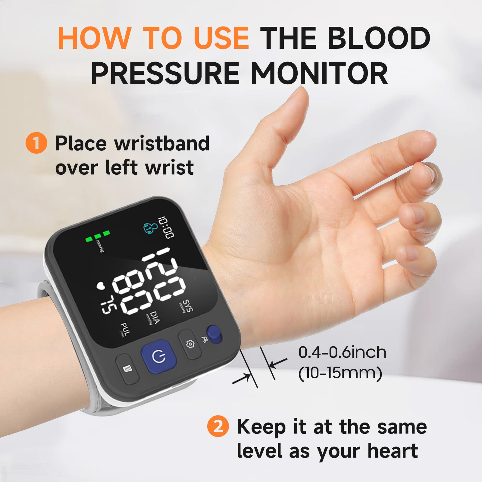 Automatic Wrist Blood Pressure Monitor with Backlit Display - Adjustable Cuff, 2x99 Memory Storage & Carrying Bag | Home & Travel Use for Adults & Seniors
