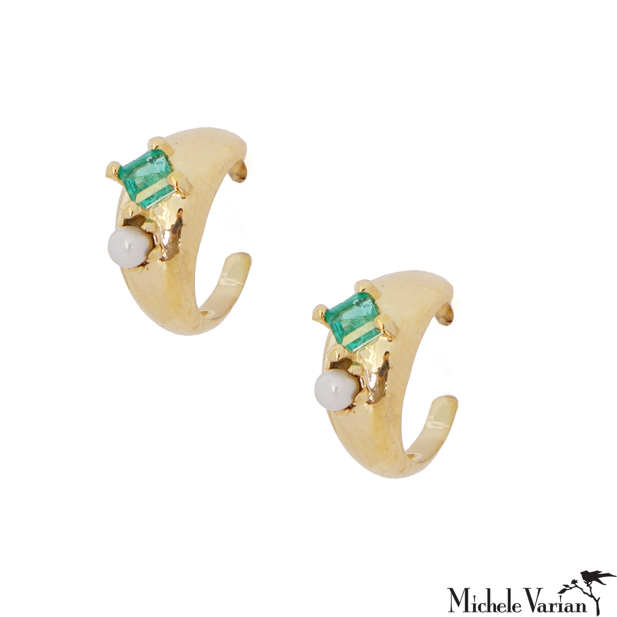 Victorian Style Emerald Green Hoop Earrings - 14K Gold Plated Dangle Earrings for Women, Elegant Jewelry Gift for Wedding, Party & Special Occasions