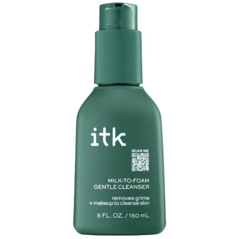 ITK Skincare 2-in-1 Milk-To-Foam Gentle Face Cleanser & Makeup Remover with Vitamin B5, Pineapple & Coconut Enzymes - Hydrating Facial Wash for Radiant Skin - Perfect for Daily Cleansing, Makeup Removal & Skincare Routine