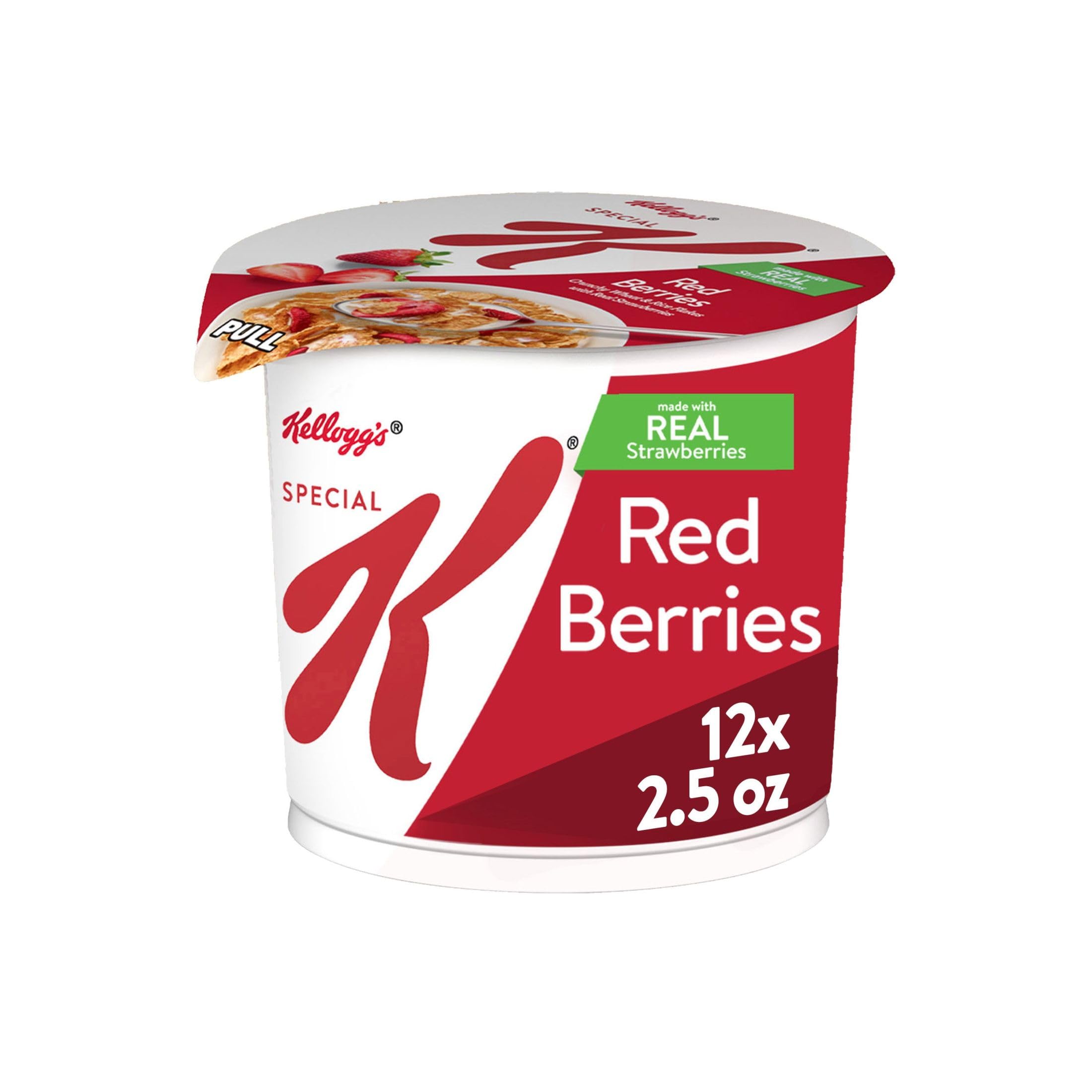 Kellogg's Special K Breakfast Cereal Cups with Real Strawberries & Red Berries - 30oz Case (12 Cups) | 11 Vitamins & Minerals | Perfect for Quick Breakfast, Office Snacks & Healthy On-the-Go Meals