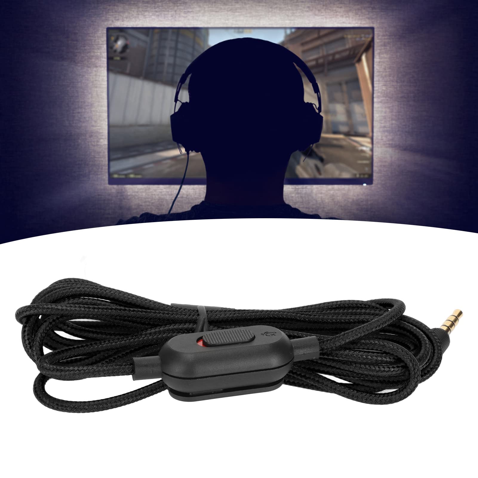 Cryfokt Gaming Headset Replacement Cable with Volume Control & Mute Switch - 6.6ft Braided Nylon Cord Compatible with Logitech G Pro, G Pro X, G433, G233 Headsets - Durable Audio Cable for PC, PS4, Xbox Gaming & Streaming (Black)