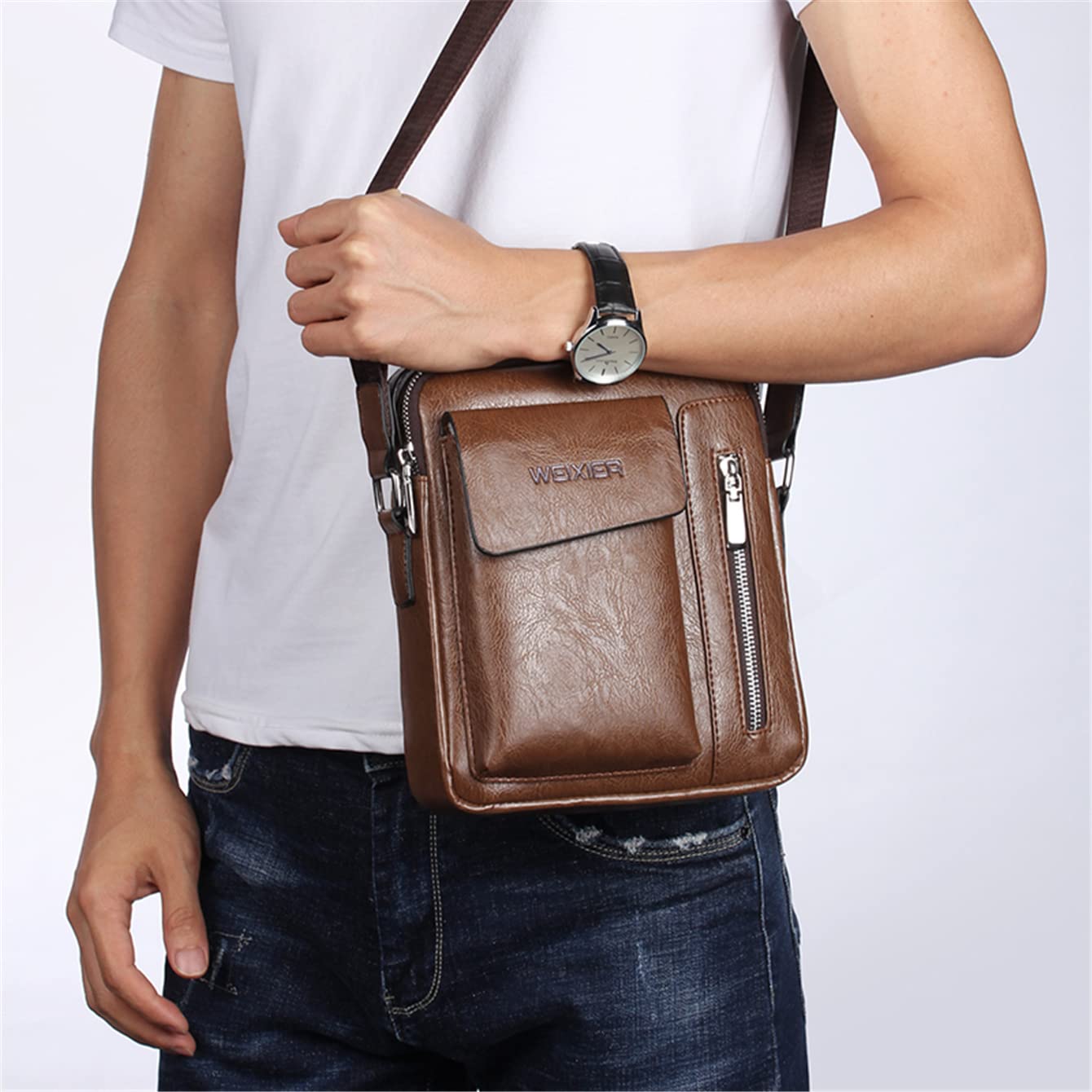 Men's Leather Crossbody Bag - Stylish Messenger Tote for Everyday Use | Perfect for Work, Travel & Casual Outings