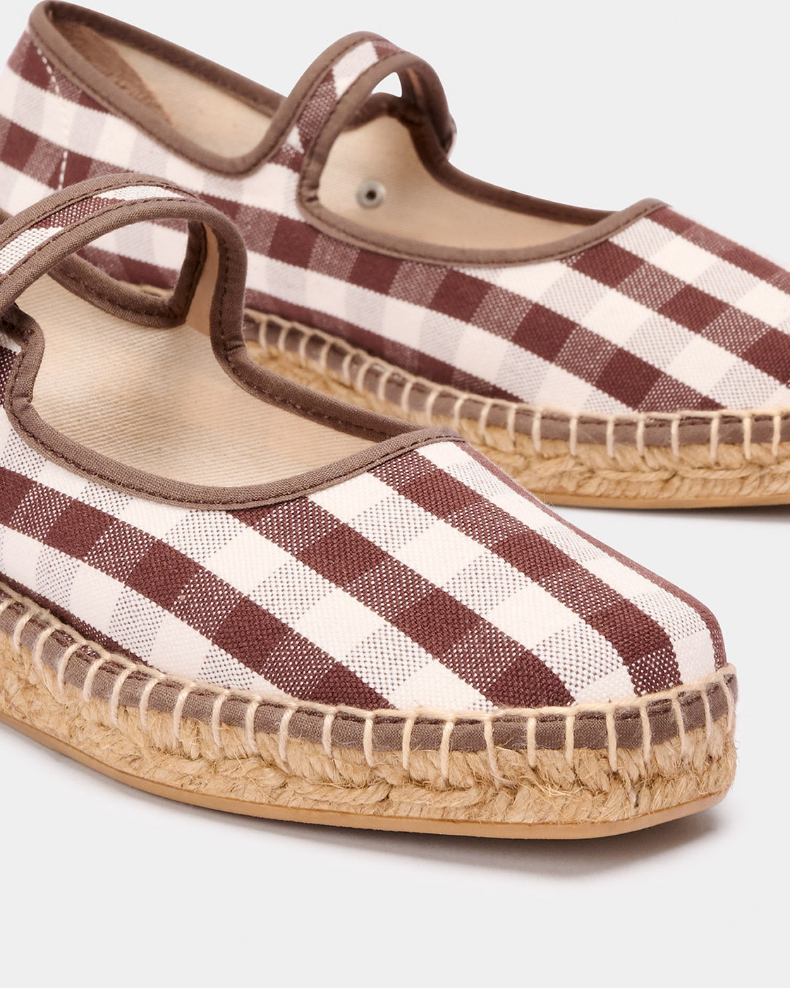Naguisa Peonia Brown Check Espadrilles - Comfortable Women's Casual Shoes for Summer, Beach, and Outdoor Walking