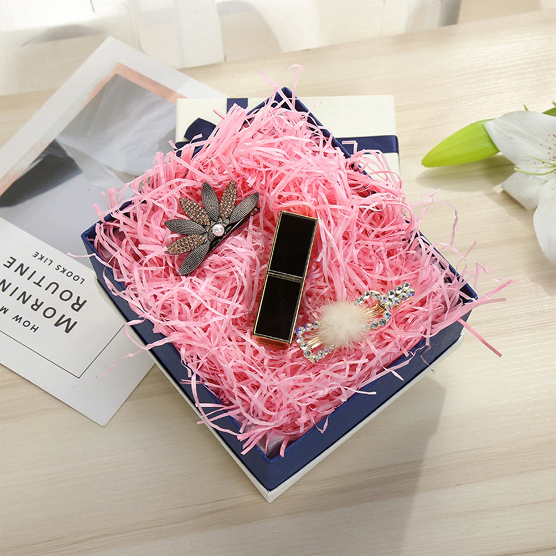 PEVOGON Pink Easter Basket Grass Filler - 200G Paper Shreds for Easter Egg Stuffing, Gift Wrapping & Party Decorations - Perfect for Easter Baskets, Spring Celebrations & DIY Crafts