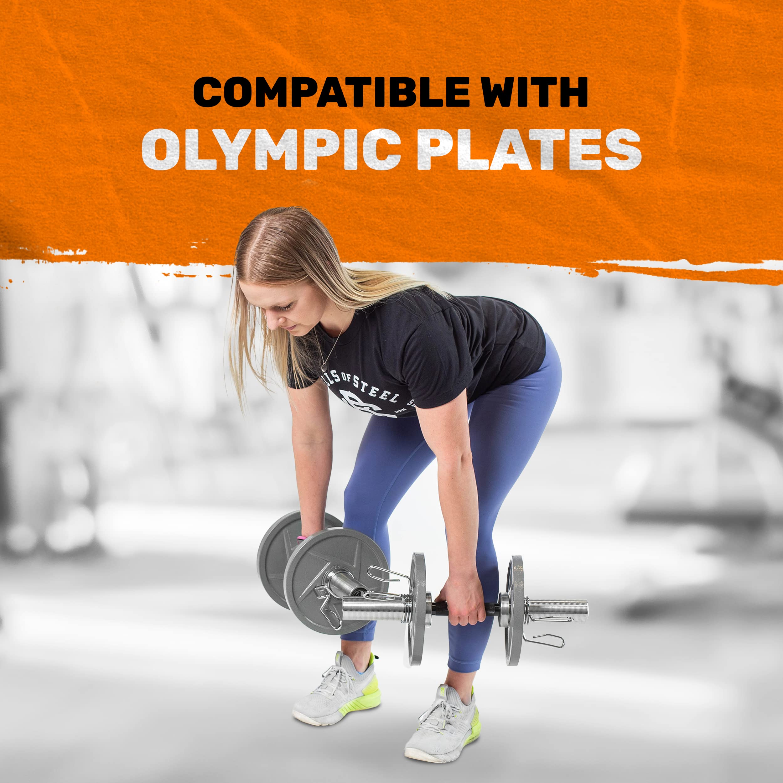 Bells of Steel Loadable Olympic Dumbbell Handle - 200 lb Capacity Weight Plates Bar with Knurled Grip & 28mm Diameter - Perfect for Home Gym Strength Training & CrossFit Workouts